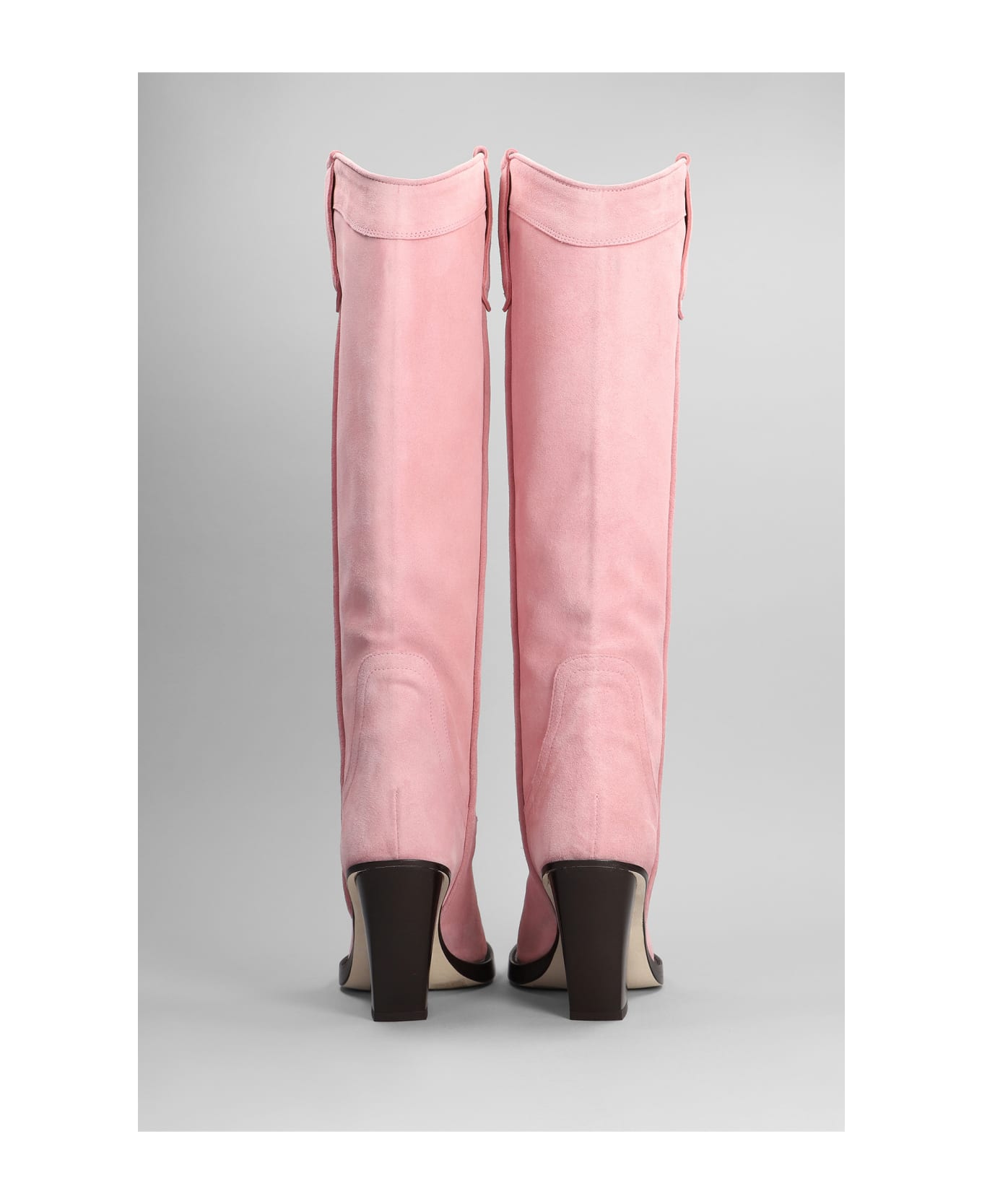 Paris Texas El Dorado Texan Boots In Rose-pink Suede - Black ブーツ