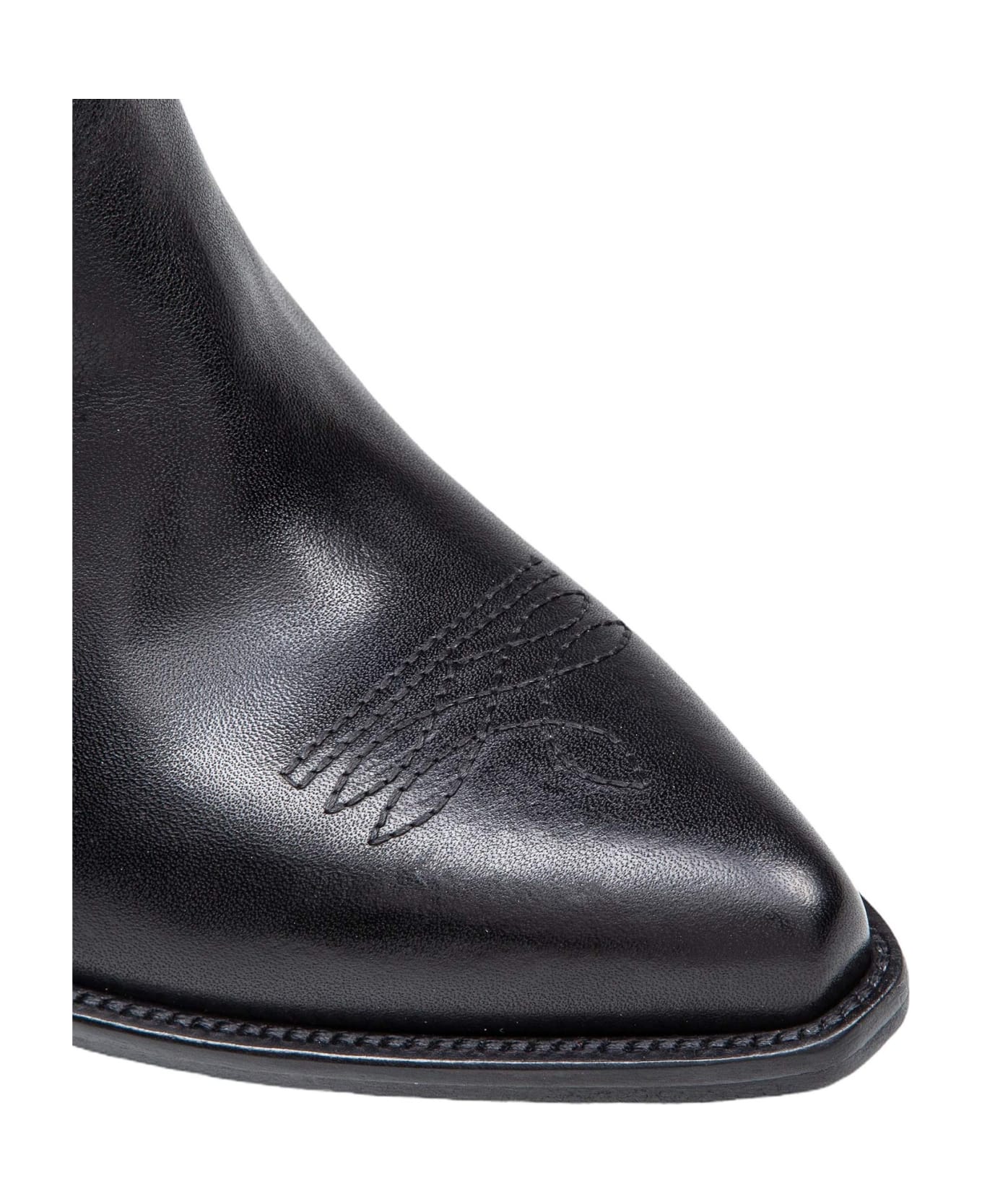 Golden Goose Wish Star Boot In Black Leather - Black