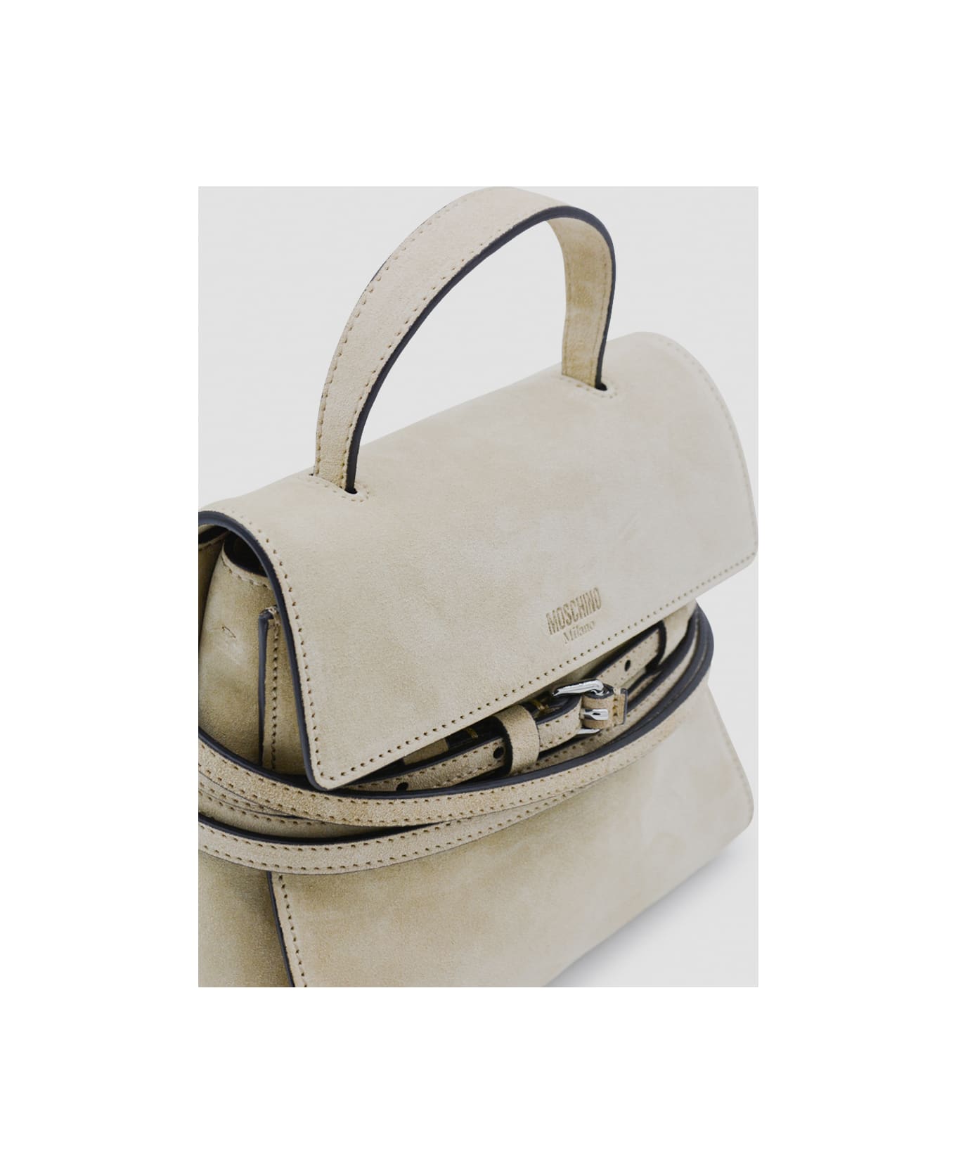 Moschino Light Beige Leather Top Handle Bag - Rope