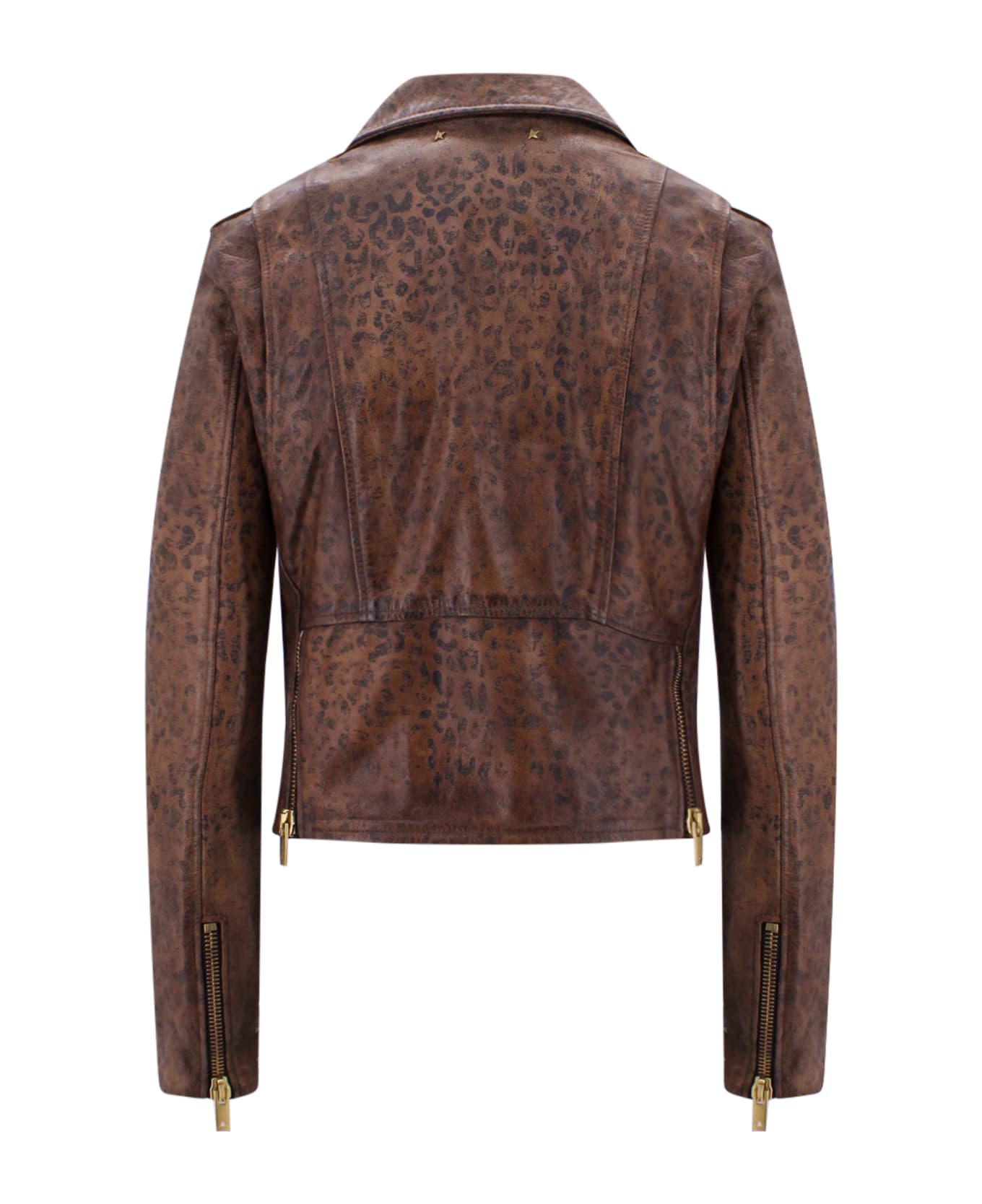 Golden Goose Leather Biker Jacket - Brown