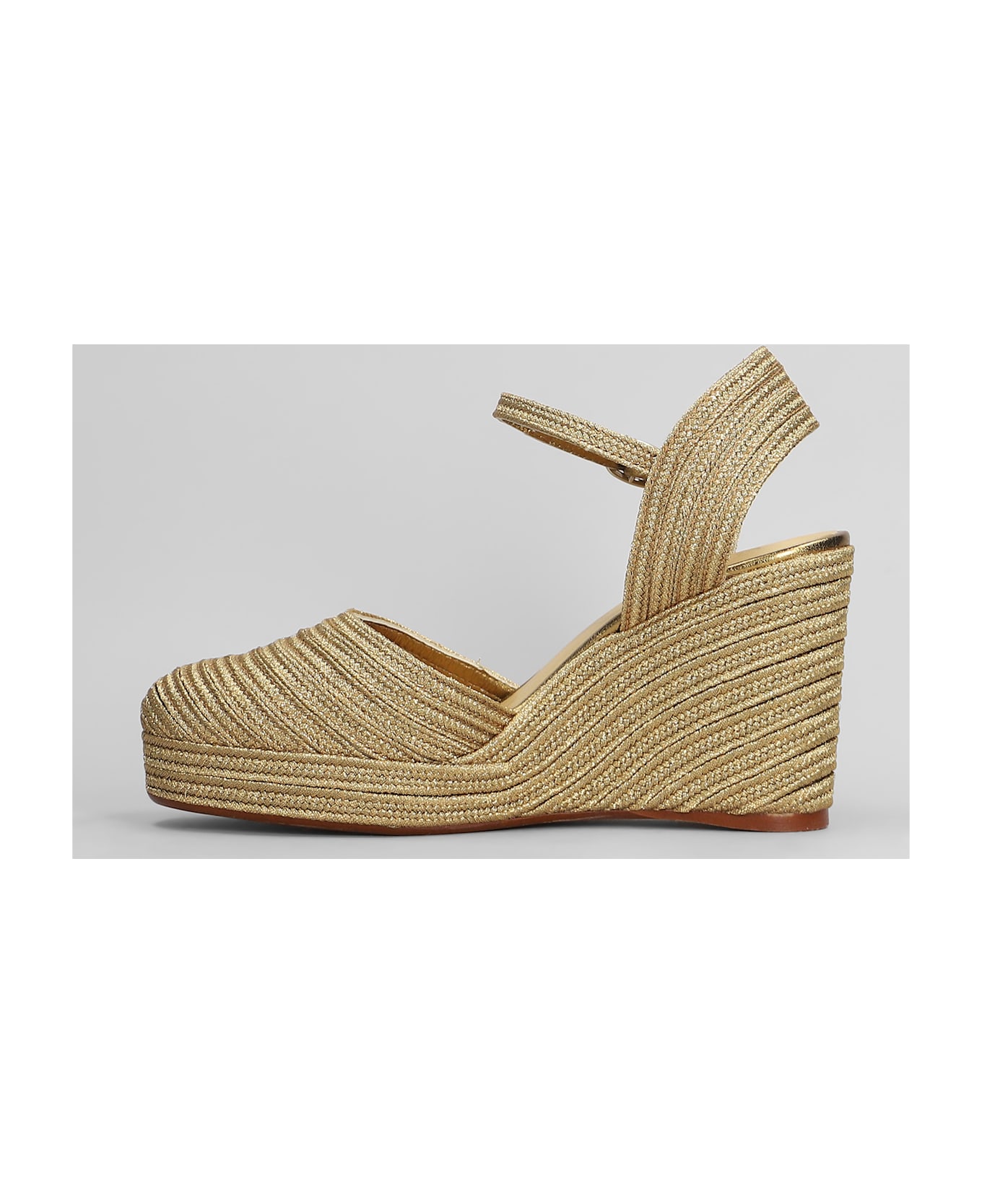 Castañer Carolyn-142 Wedges In Gold Fabric - gold