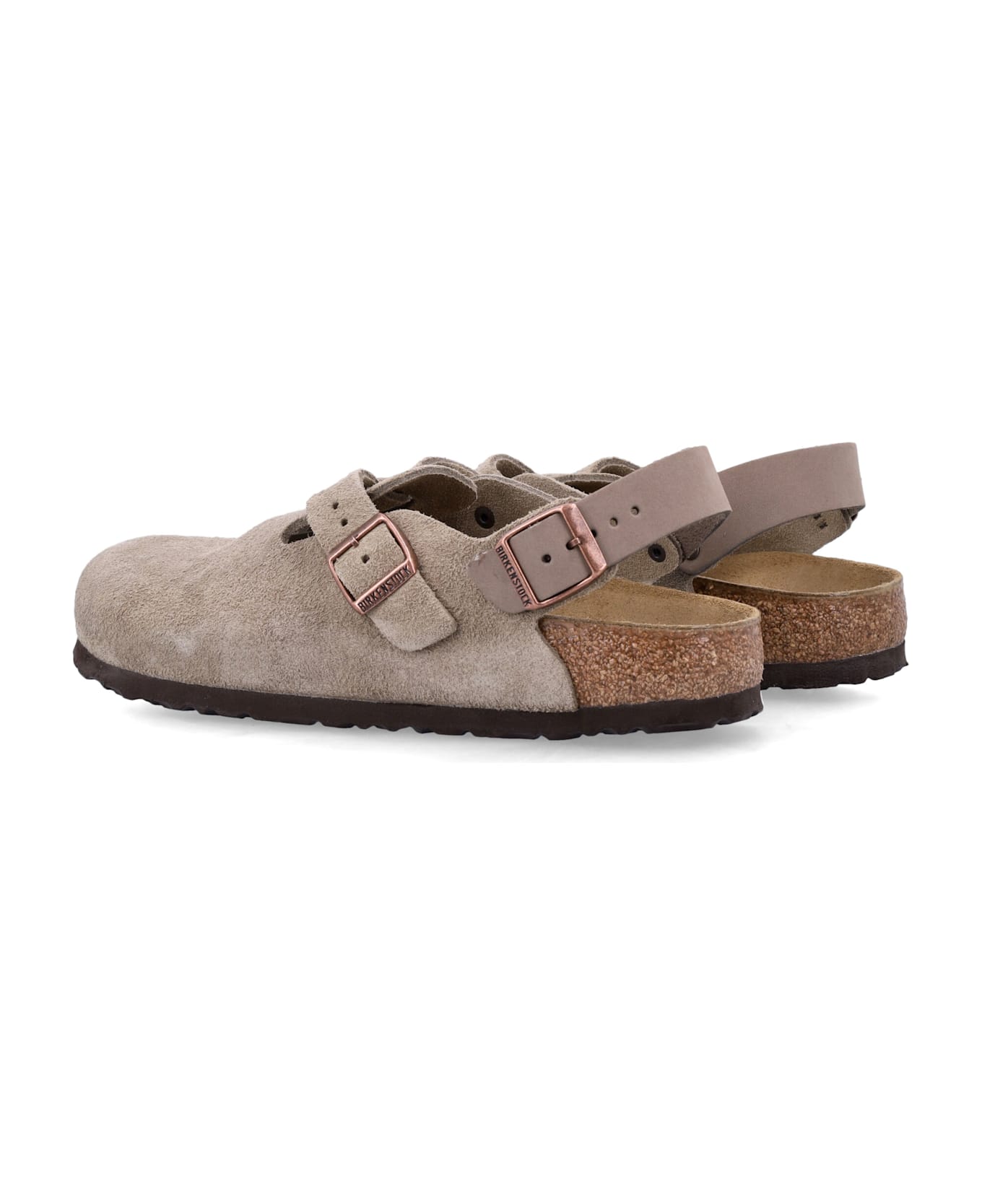 Birkenstock Tokio Nubuck Leather Mules With Strap - TAUPE
