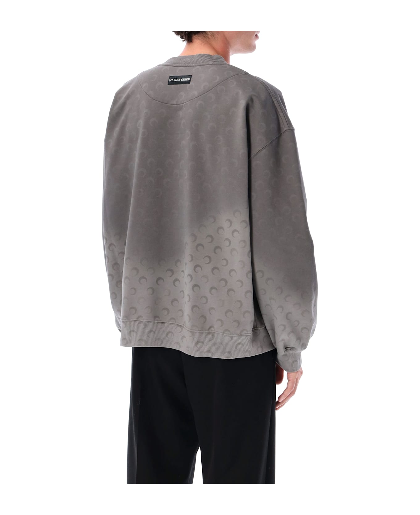 Marine Serre Faded Moon Fleece Relaxed Sweatshirt With All-over Print - DARK GREY DEGRADE