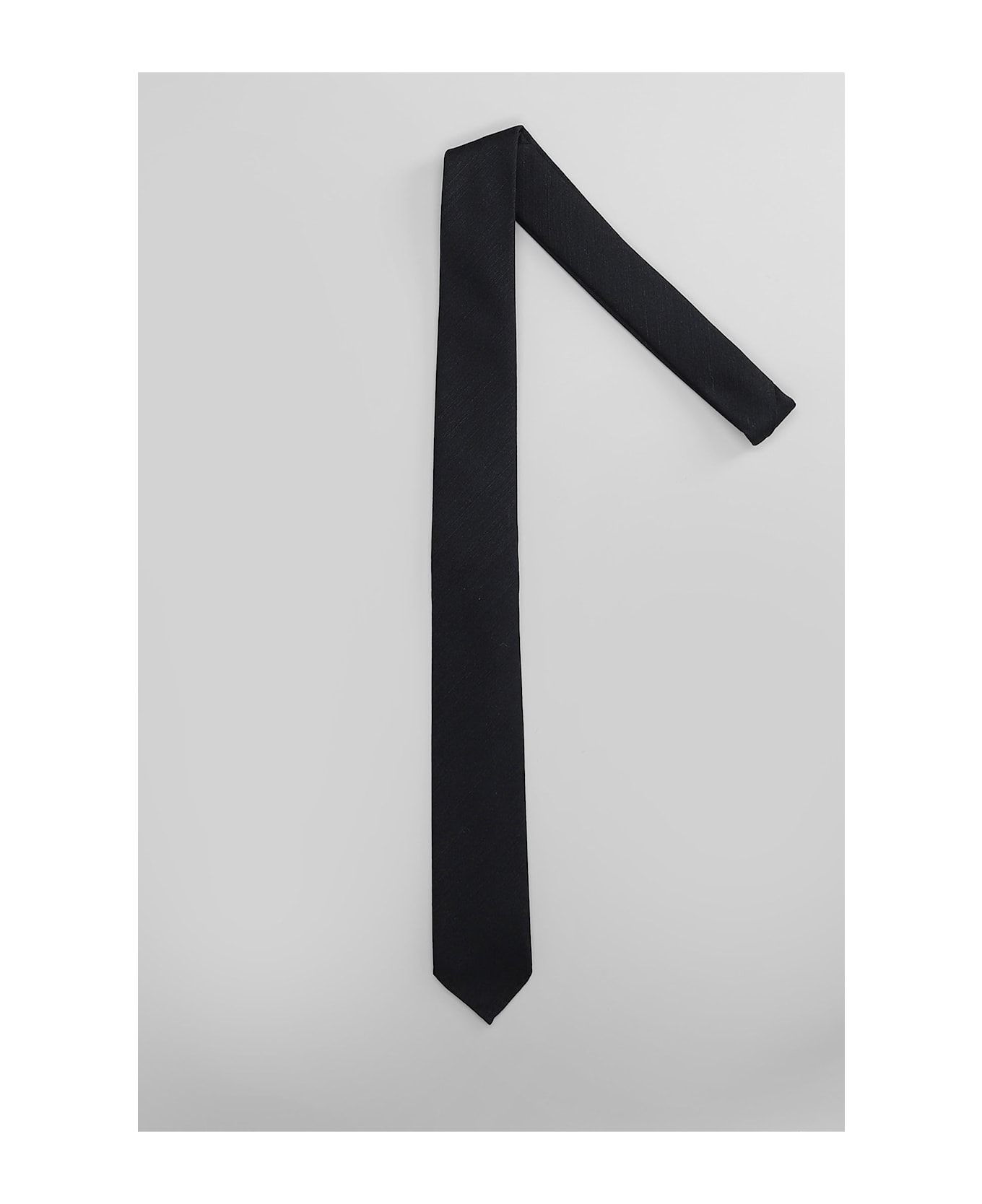 Lardini Tie In Black Silk - black