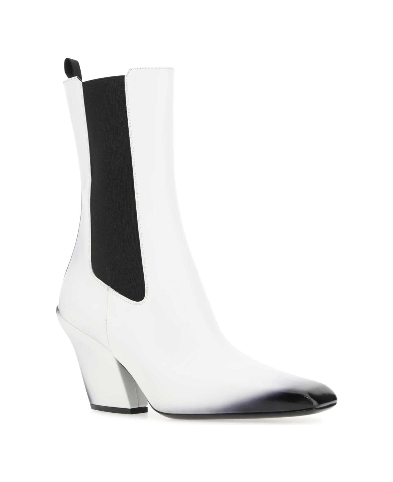 Prada White Leather Ankle Boots - F0009