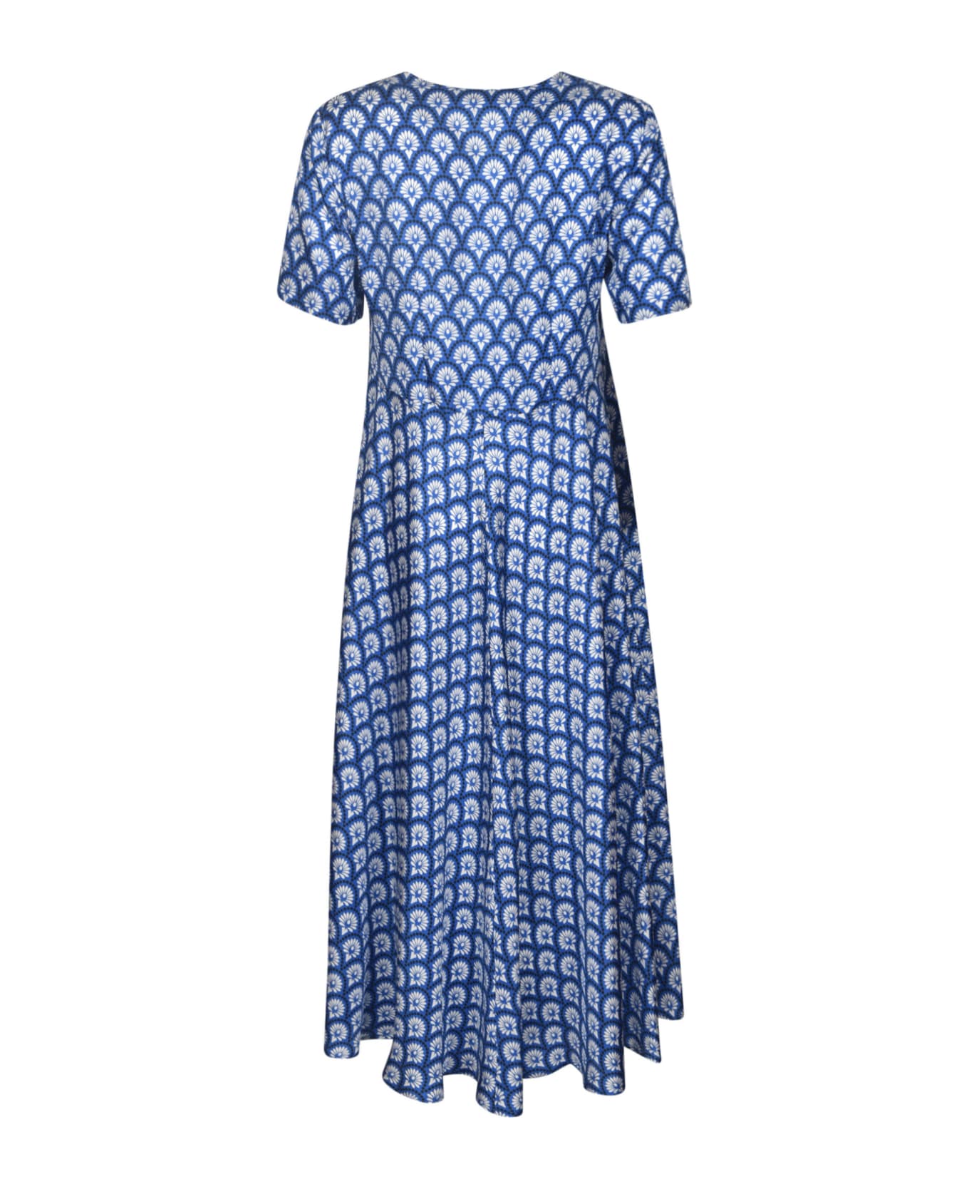 Parosh Monogram Printed Dress - Blue/White