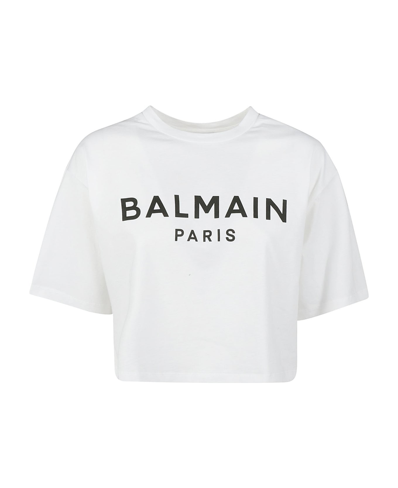 Balmain Logo Print Cropped T-shirt - White