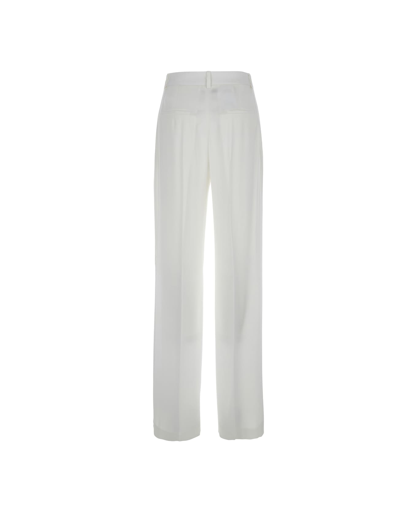 Alberta Ferretti White Pants With High Waist And Belt Loops In Silk Blend Woman - White
