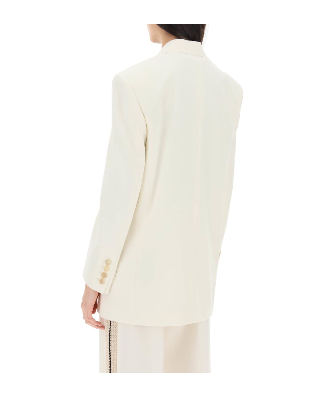 Palm Angels Knit Tape Wool Twill Blazer - BUTTER OFF WHITE (White)