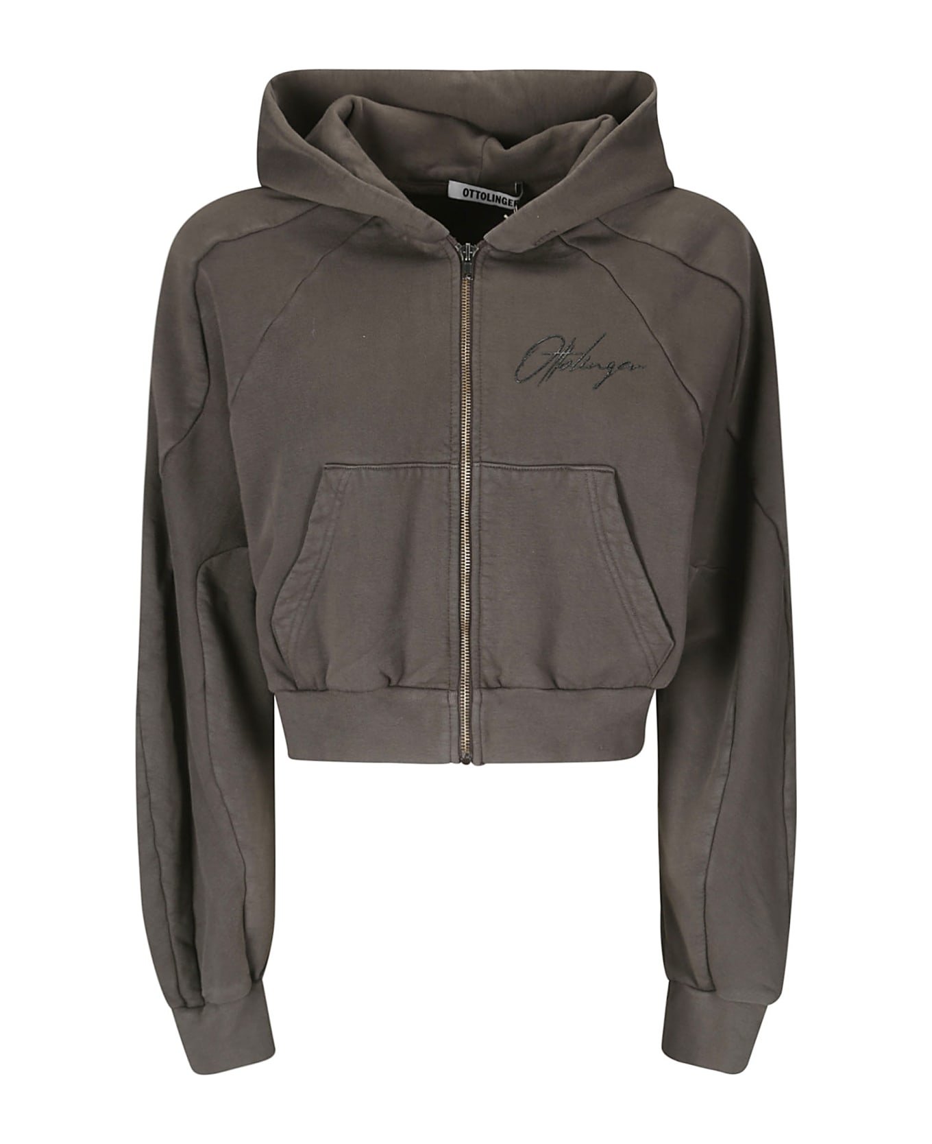 Ottolinger Multiline Zip Hoodie - Dark Brown Wash フリース