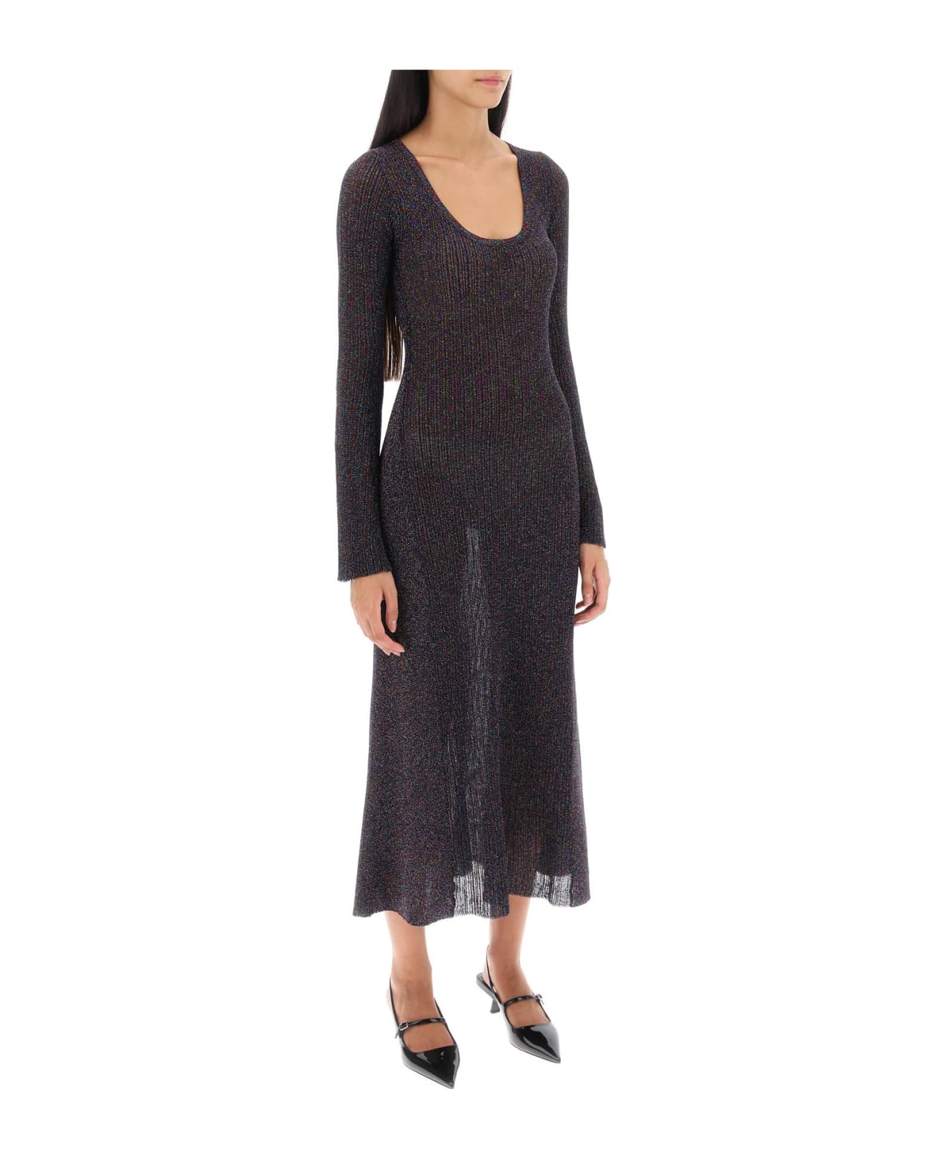 Ganni Lurex-knit Midi Dress - MultiColour