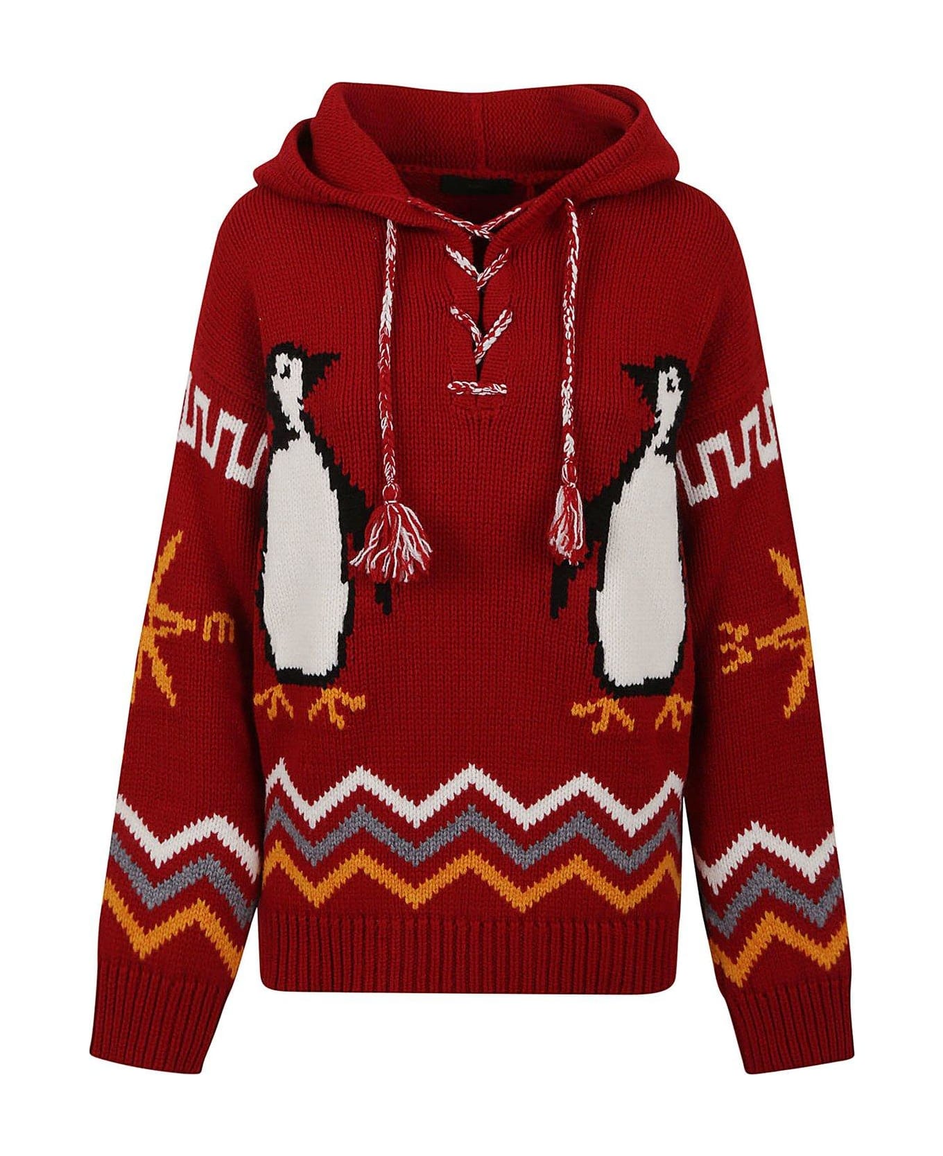 Alanui For The Love Of Pengui Drawstring Hoodie - FIRE