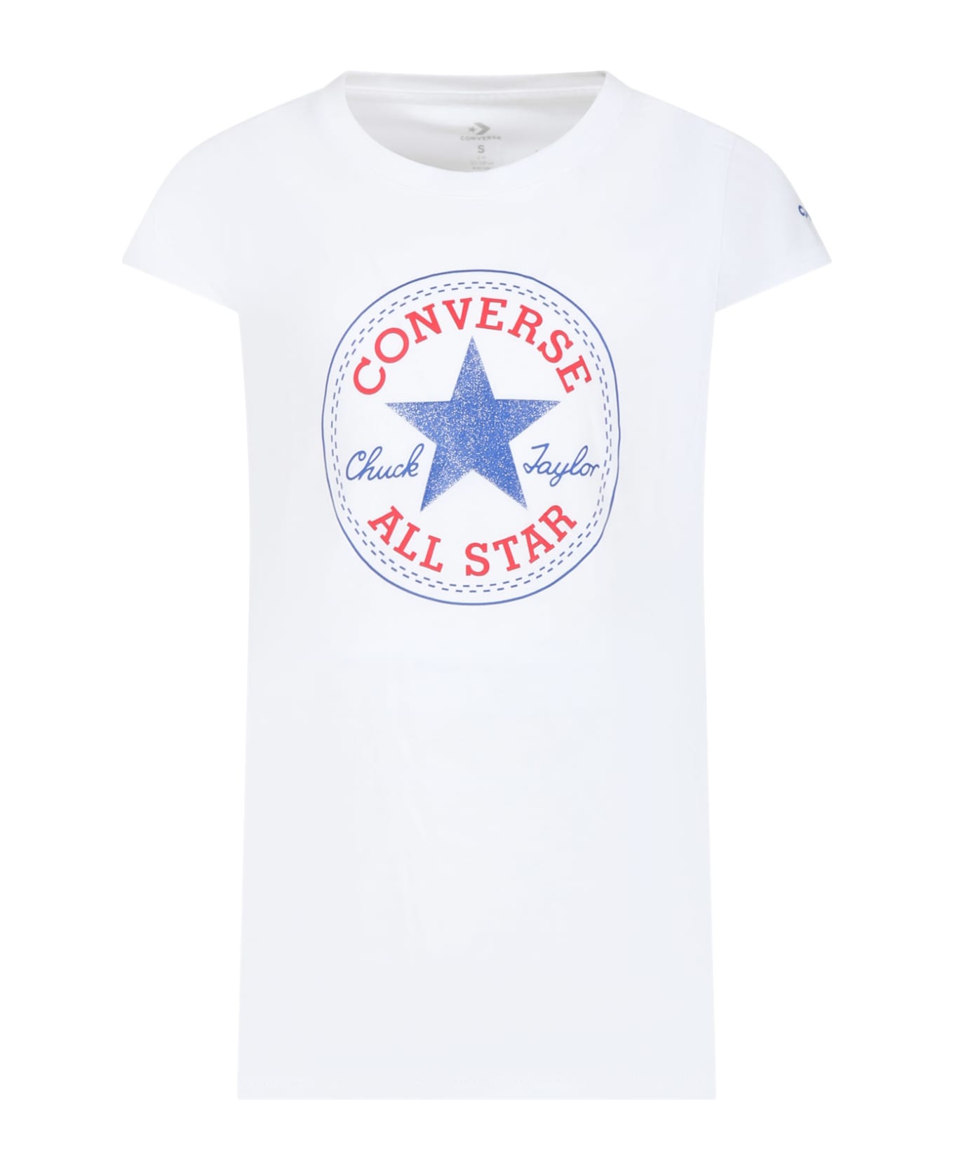 Converse White T-shirt For Girl With Logo - White