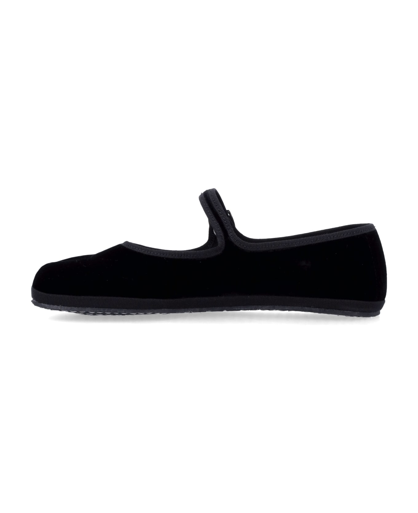 Drogheria Crivellini Fu-tabi Velvet Cayman Flat Shoes - BLACK