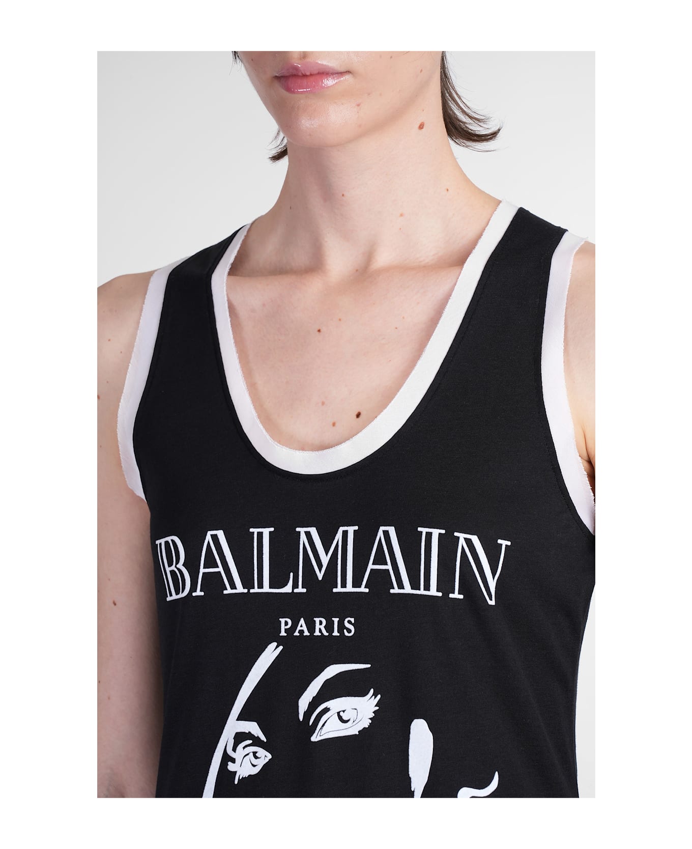 Balmain Tank Top In Black Wool And Polyester - black