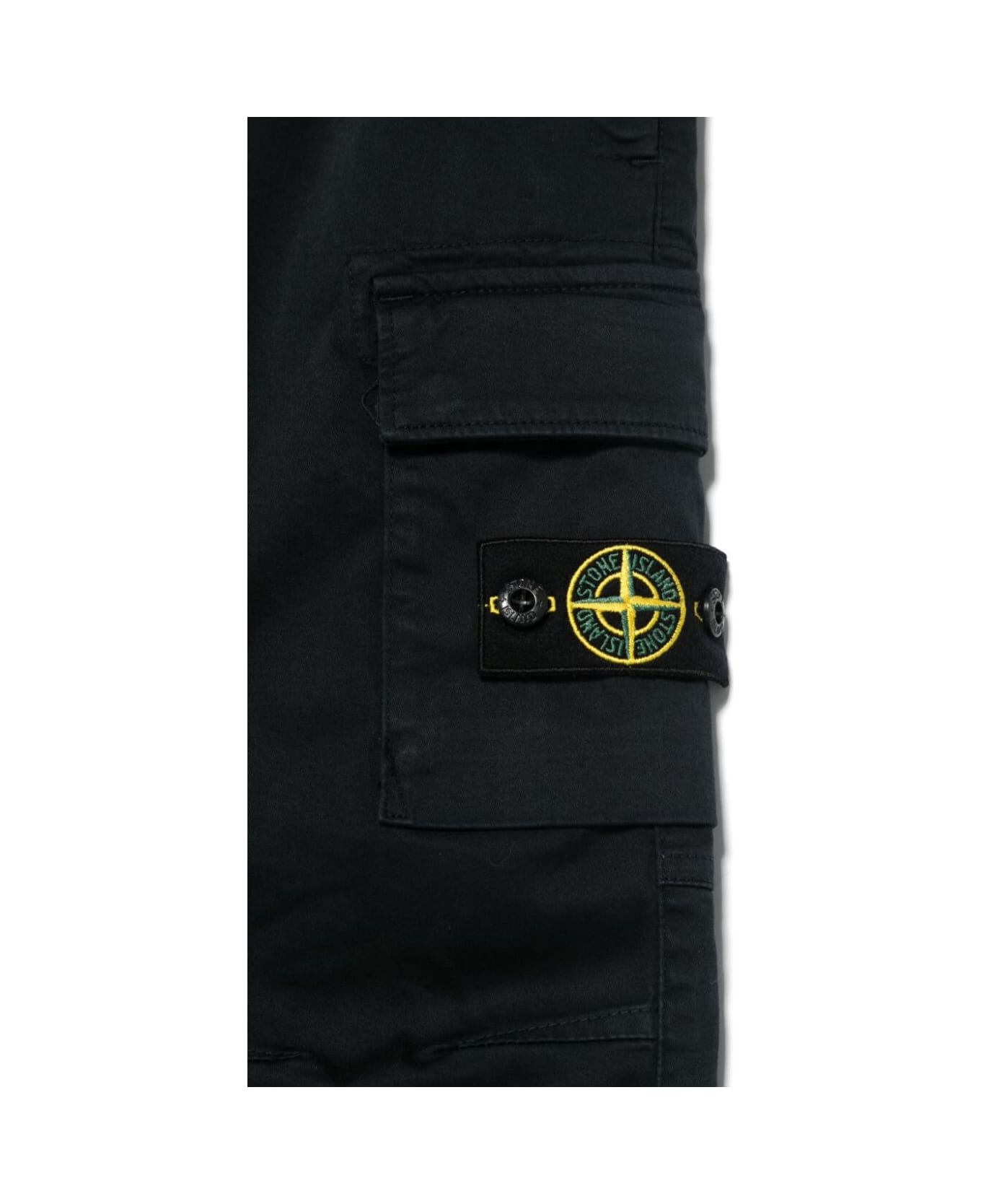 Stone Island Junior Blue Pants With Elastic Waist And Logo Patch On The Pocket In Cotton Stretch Boy - Blu