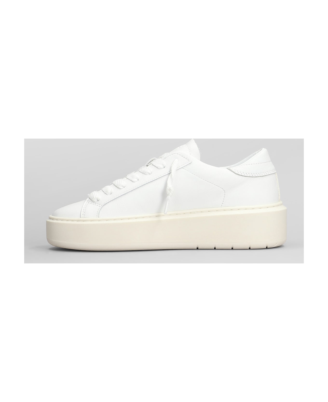 D.A.T.E. Hill Low Platform Sneakers In White Leather - white