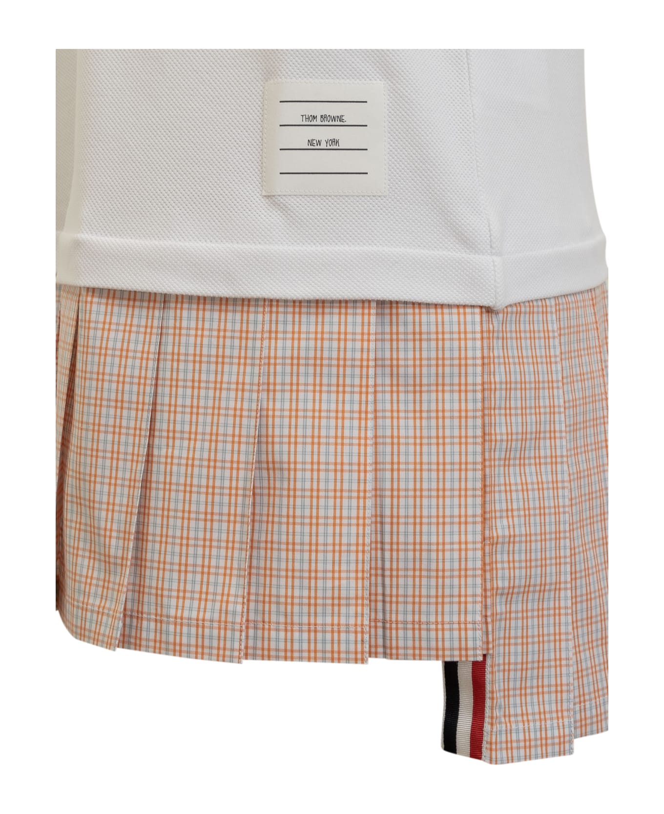 Thom Browne Pleated Polo Dress With Rwb - WHITE
