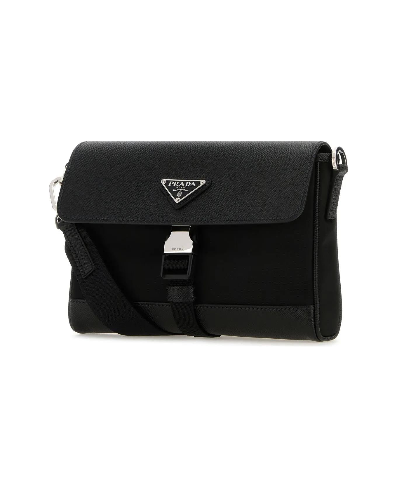 Prada Black Leather And Re-nylon Crossbody Bag - Black