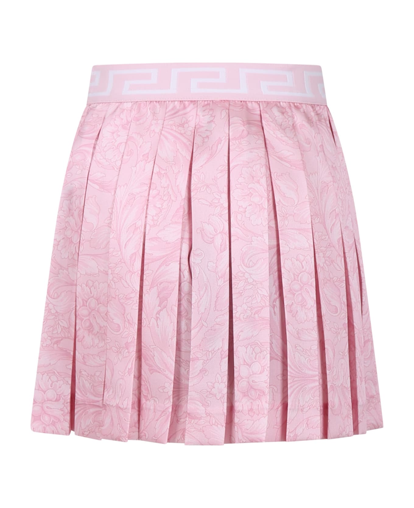 Versace Pink Skirt For Girl With Baroque Print - Pink