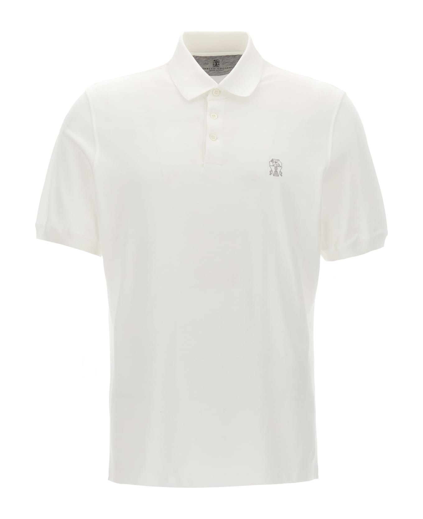 Brunello Cucinelli Logo Print Polo Shirt - White