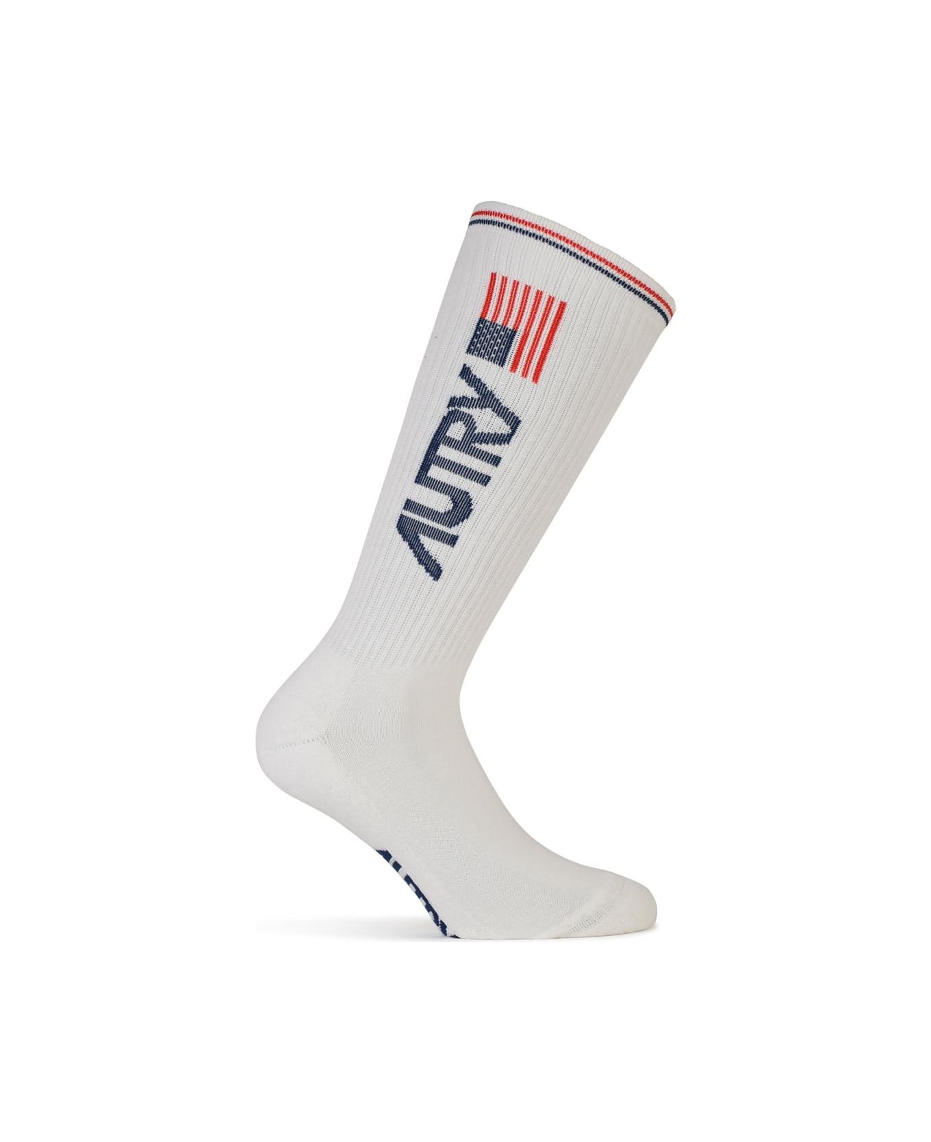 Autry White Cotton Socks - Autry Flag White