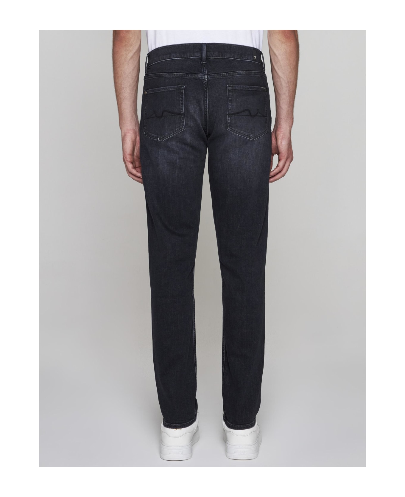 7 For All Mankind Slimmy Tapered Stretch Tek Idealist Jeans - BLACK デニム