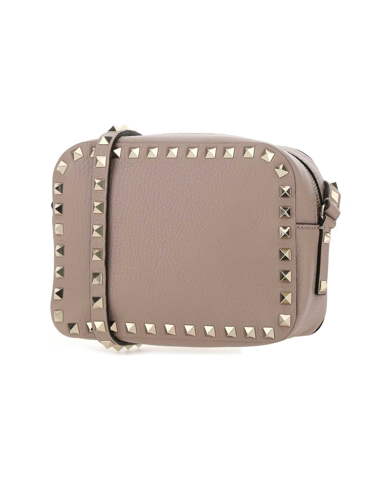 Valentino Garavani Antiqued Pink Leather Rockstud Crossbody Bag - POUDRE