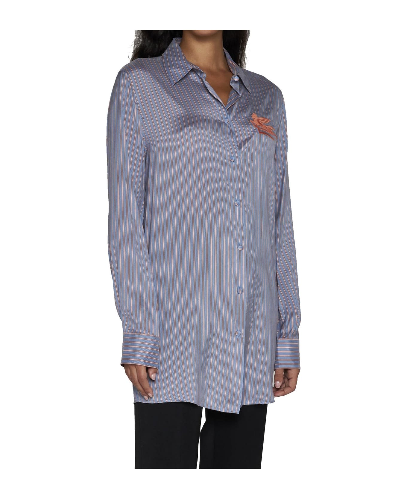 Etro Striped Silk Shirt - Blue