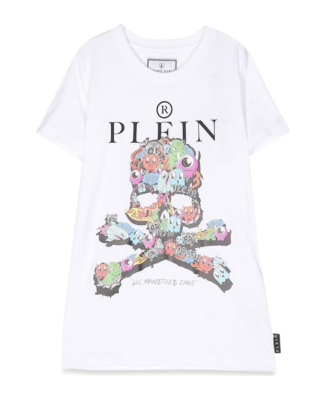 Philipp Plein Junior Maxi T-shirt Skull - BIANCO
