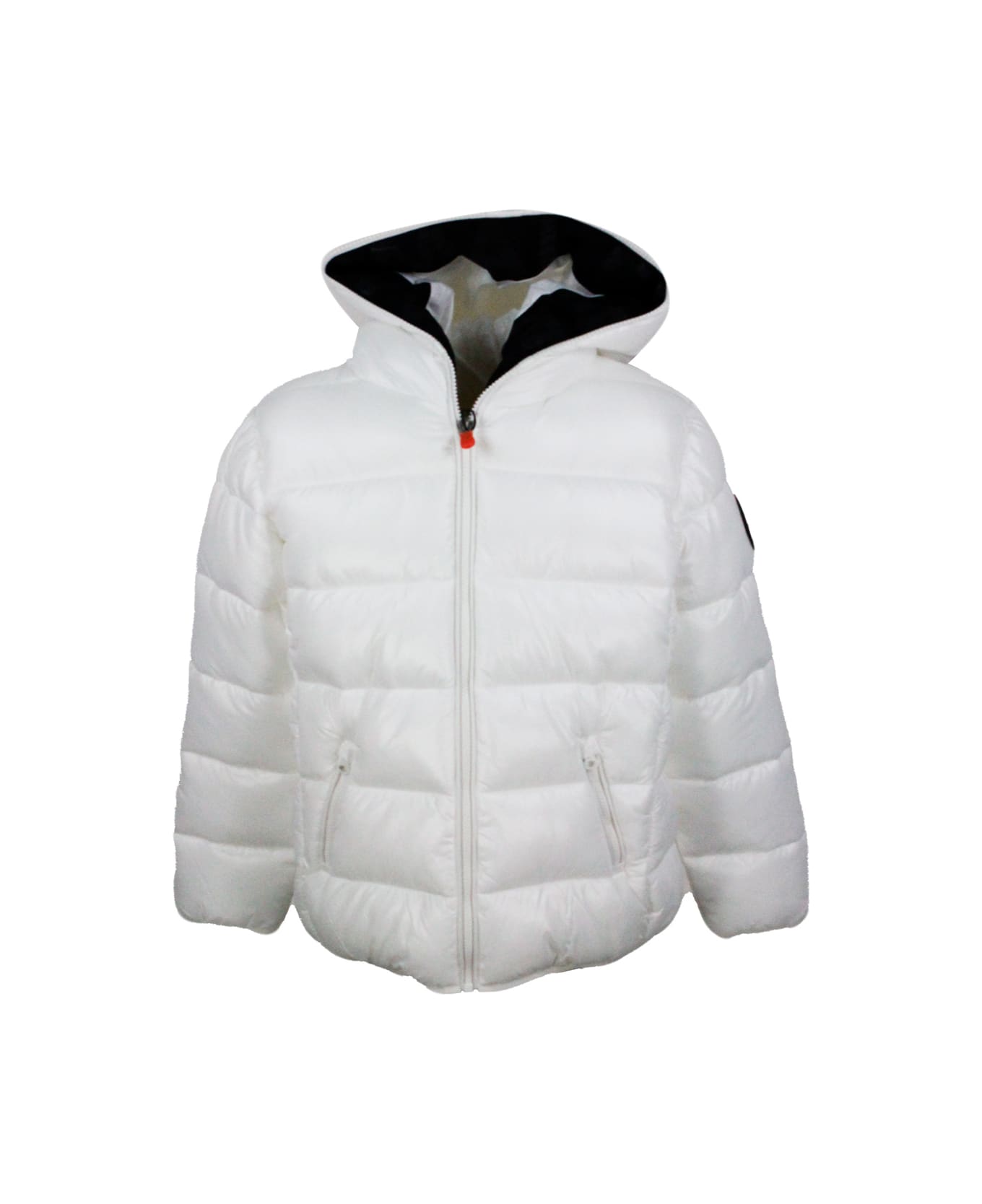 Save the Duck Kate Hooded Down Jacket With Animal Free Padding With Animal Free Padding With Zip Closure And Logo On The Sleeve - White コート＆ジャケット