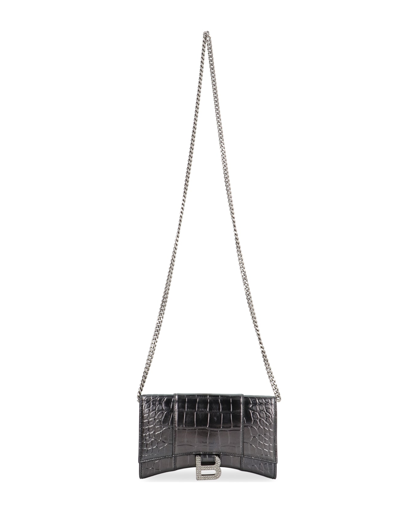 Balenciaga Hourglass Wallet On Chain - grey