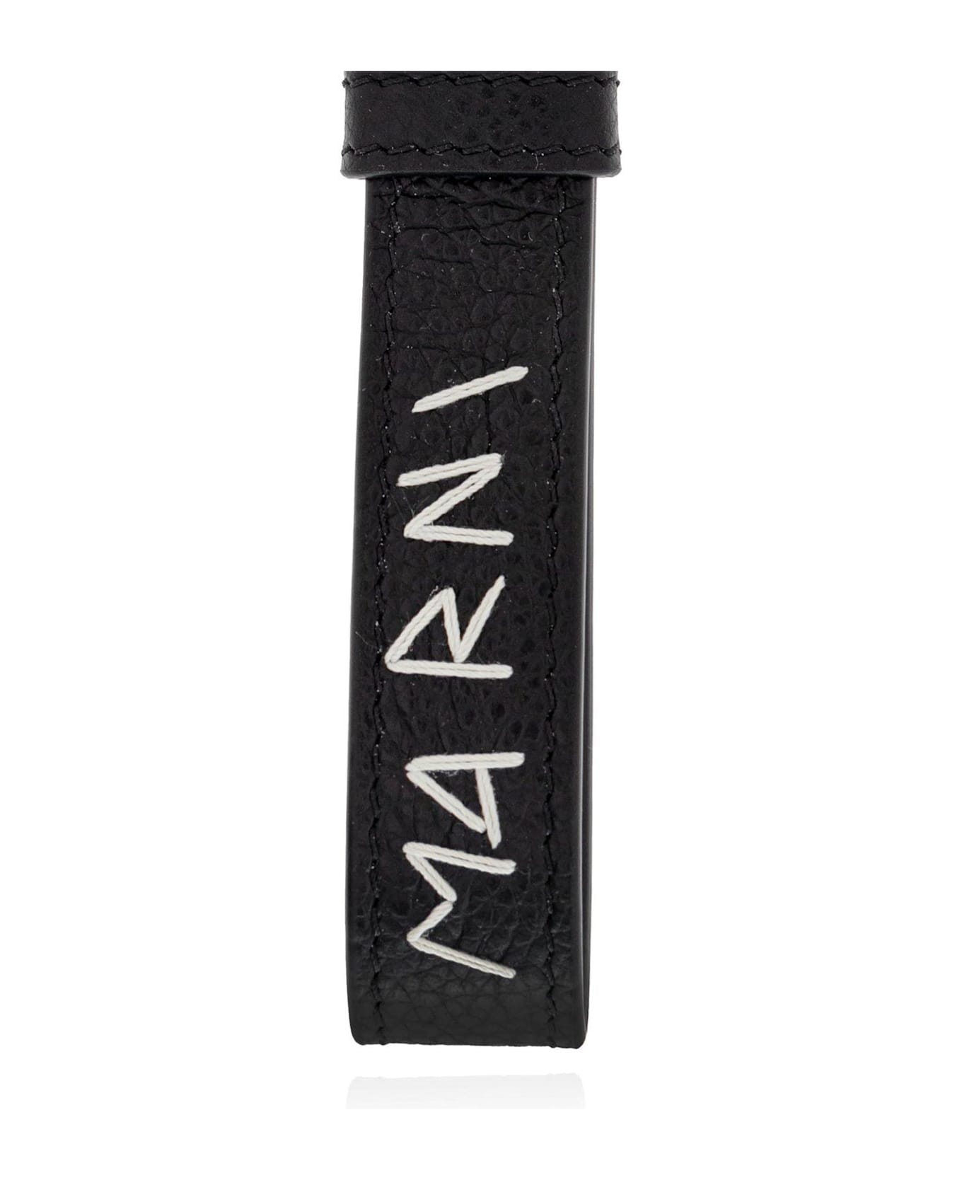 Marni Logo Embroidered Keyring - Black