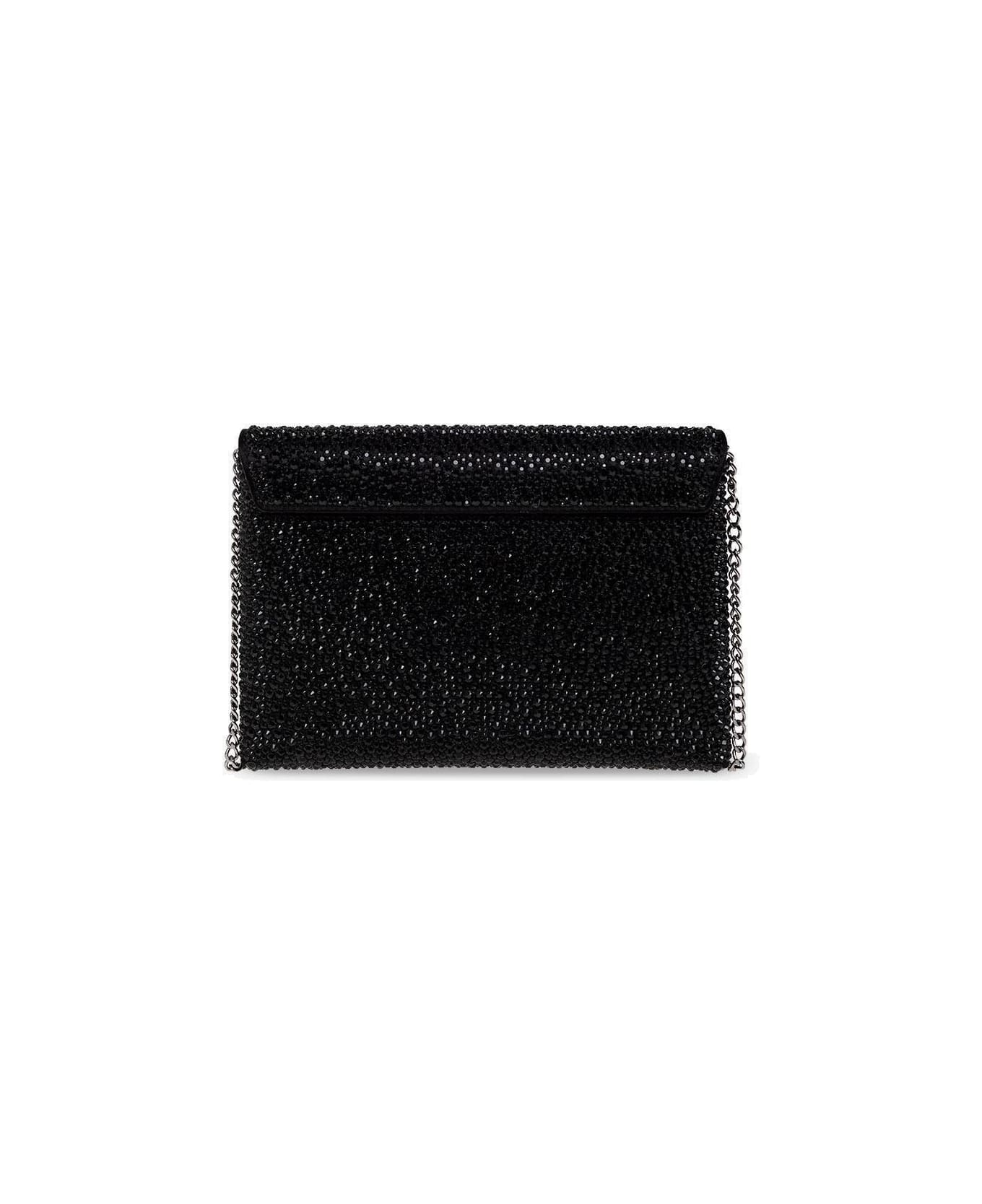 Versace Medusa Plaque Embellished Clutch Bag - BLACK