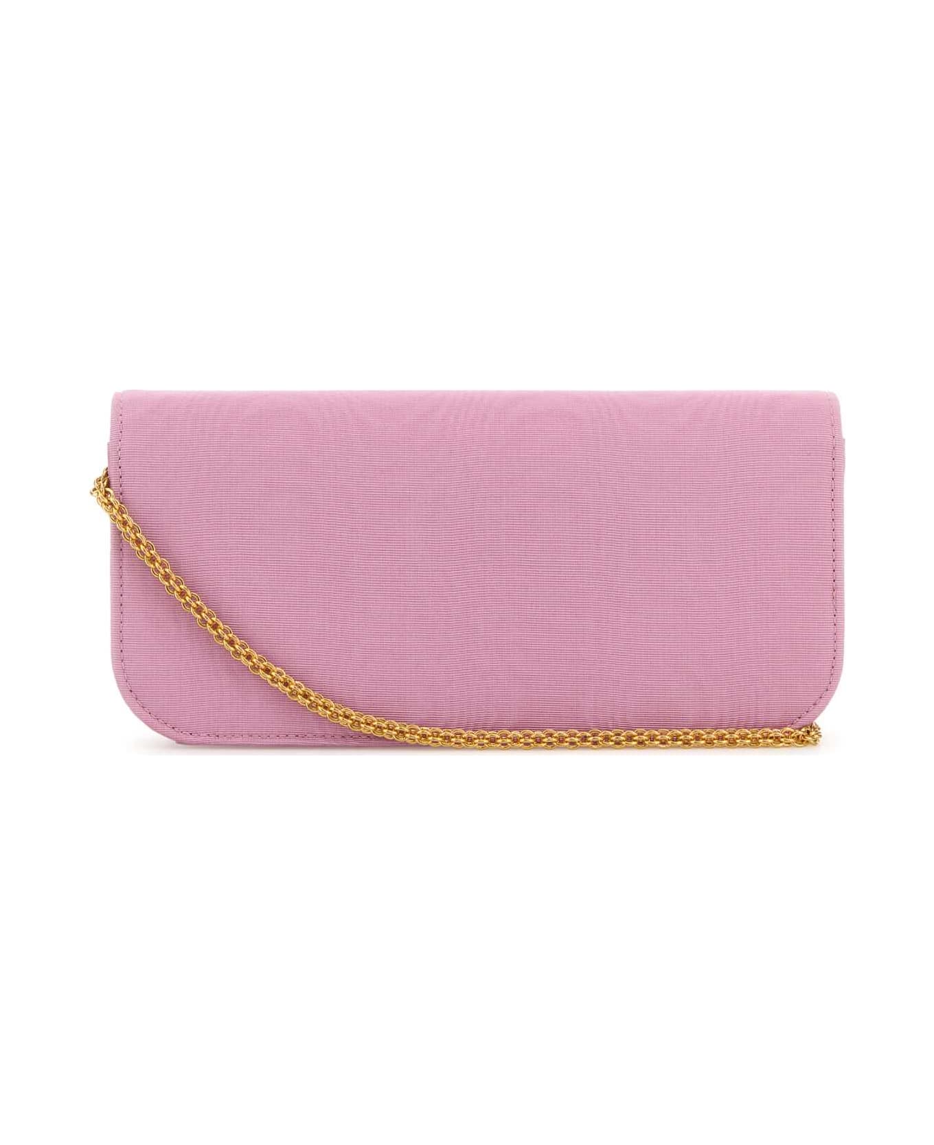 Valentino Garavani Pink Fabric Locã² Clutch - RHODODENDRONCRYSTAL