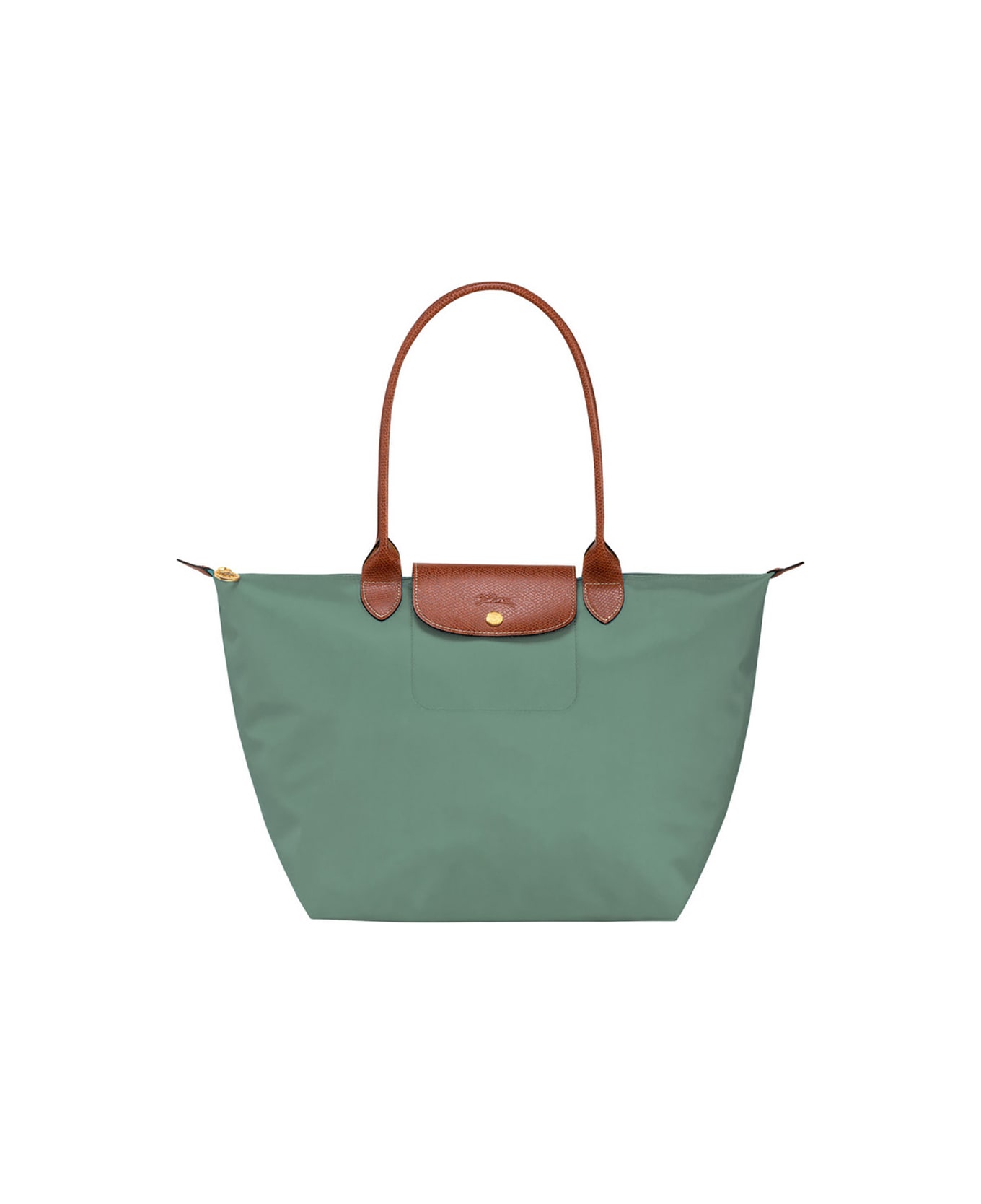 Longchamp 
le Pliage Original
 Green Shoulder Bag With Embossed Logo In Canvas Woman - Green
