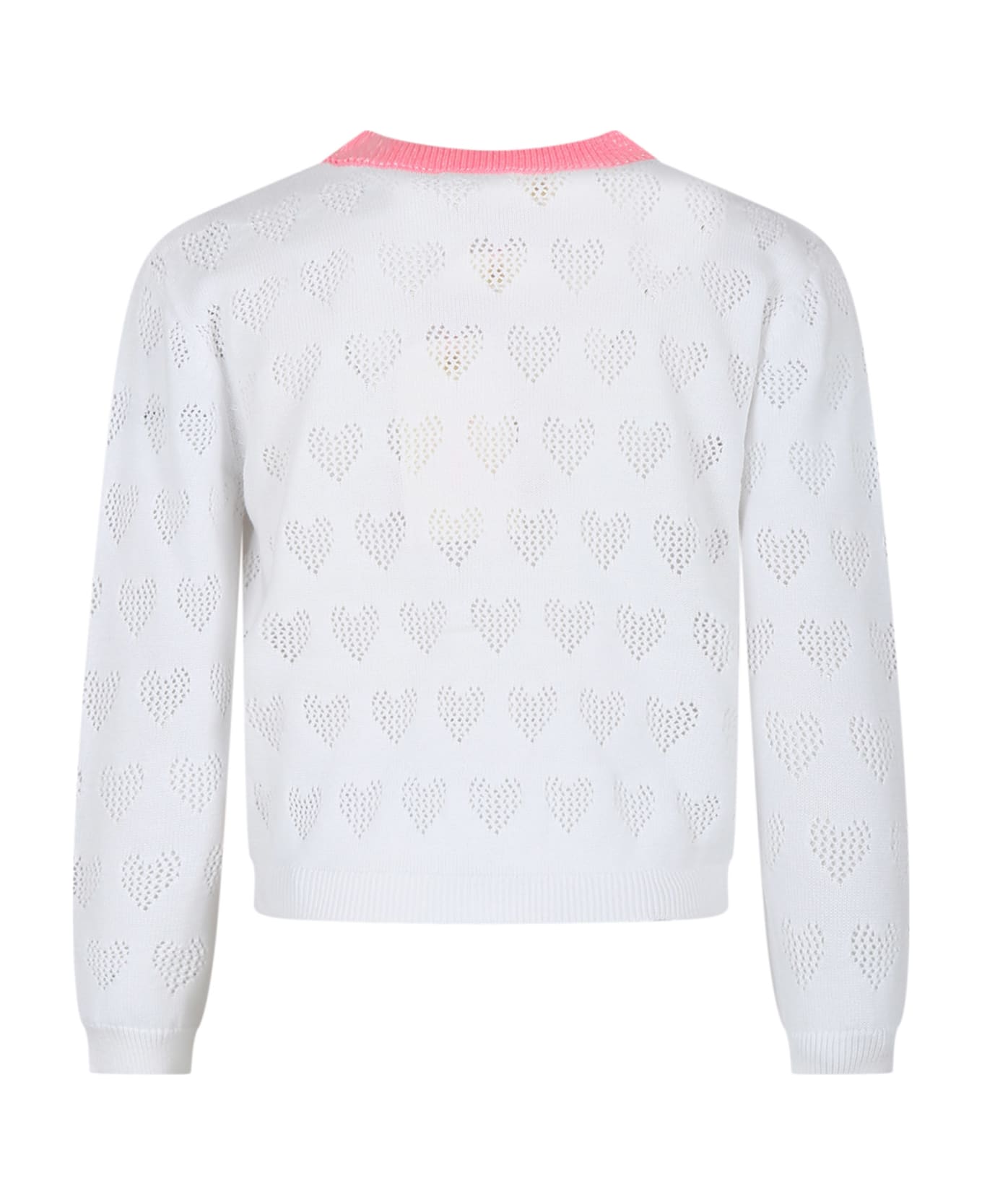 Billieblush White Cardigan For Girl With Hearts - White ニットウェア＆スウェットシャツ