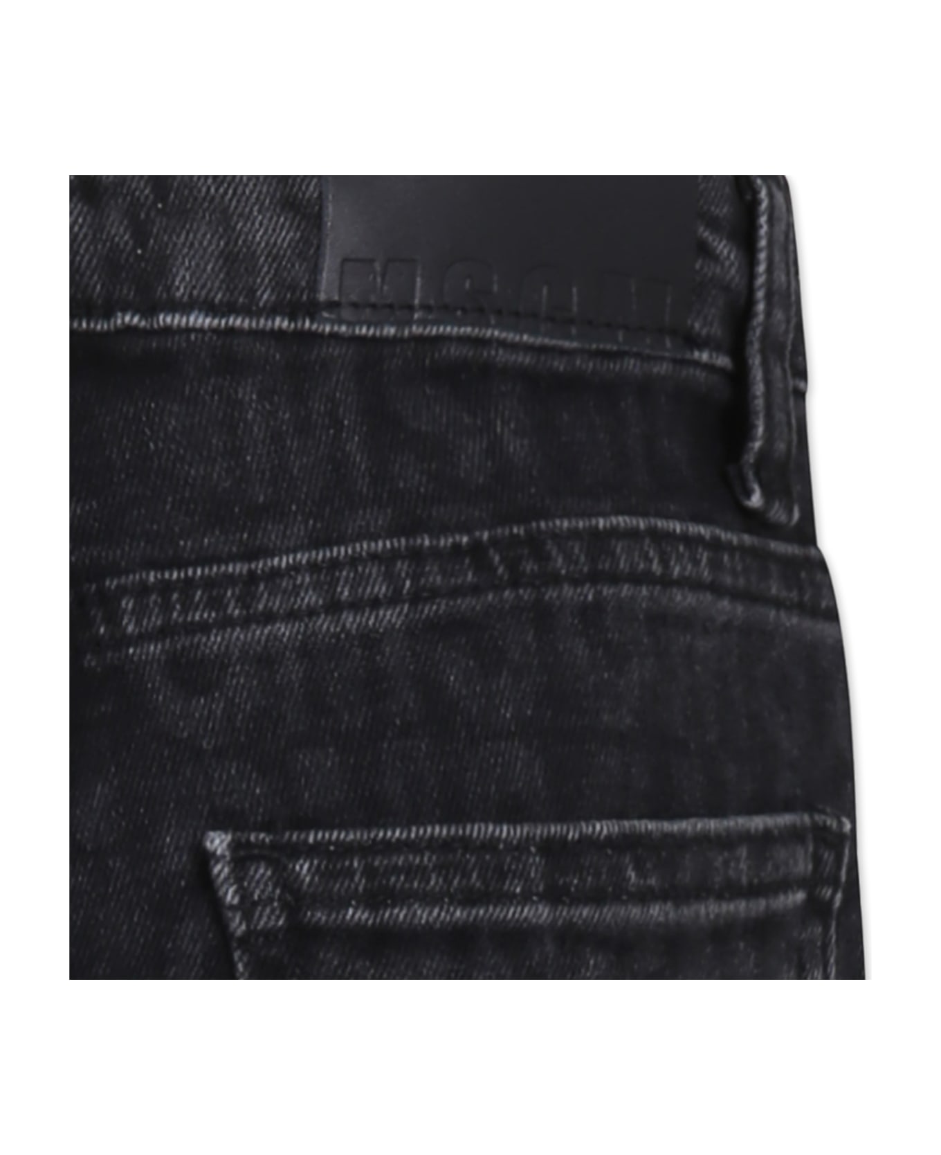 MSGM Black Jeans For Girl With Logo - Denim