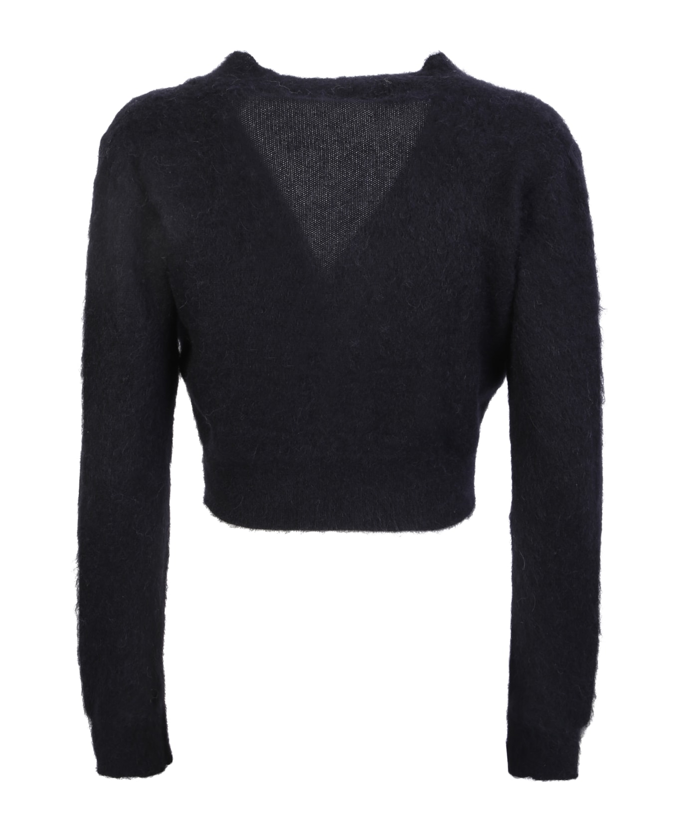 Fabiana Filippi Black Mohair Wool Short Cardigan With 3 Buttons - Black