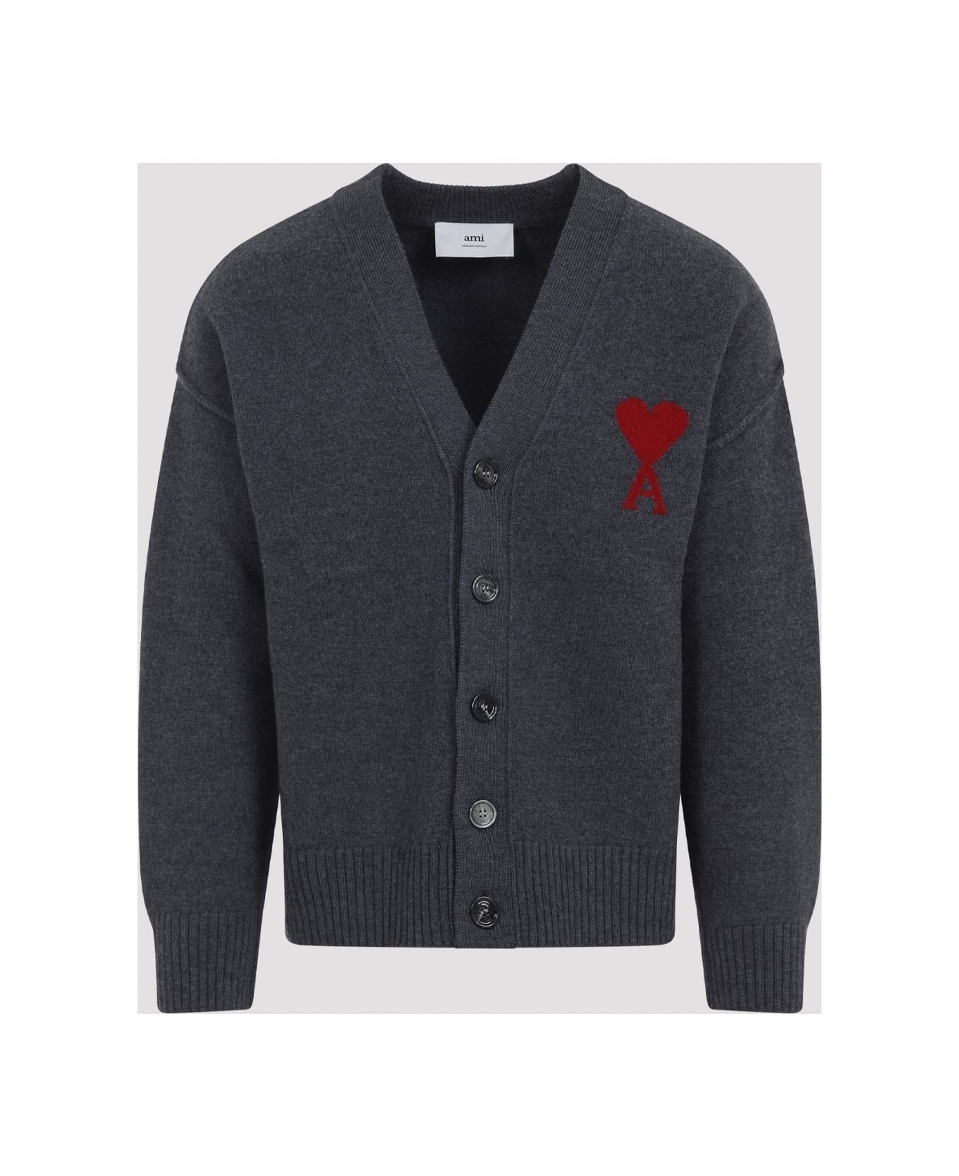 Ami Alexandre Mattiussi Adc Cardigan - Heather Grey Red