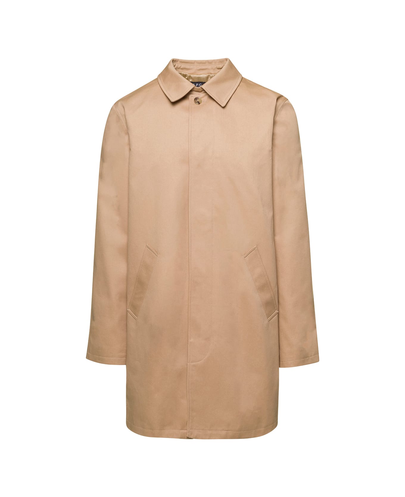 A.P.C. Beige Coat With Concealed Fastening In Cotton Man - Beige