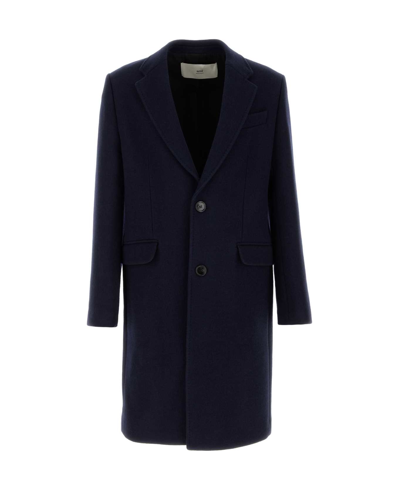 【送料&関税込】Ami Alexandre Mattiussi Midnight Blue Wool B Ami Alexandre Mattiussi Midnight Blue Wool Coat | italist