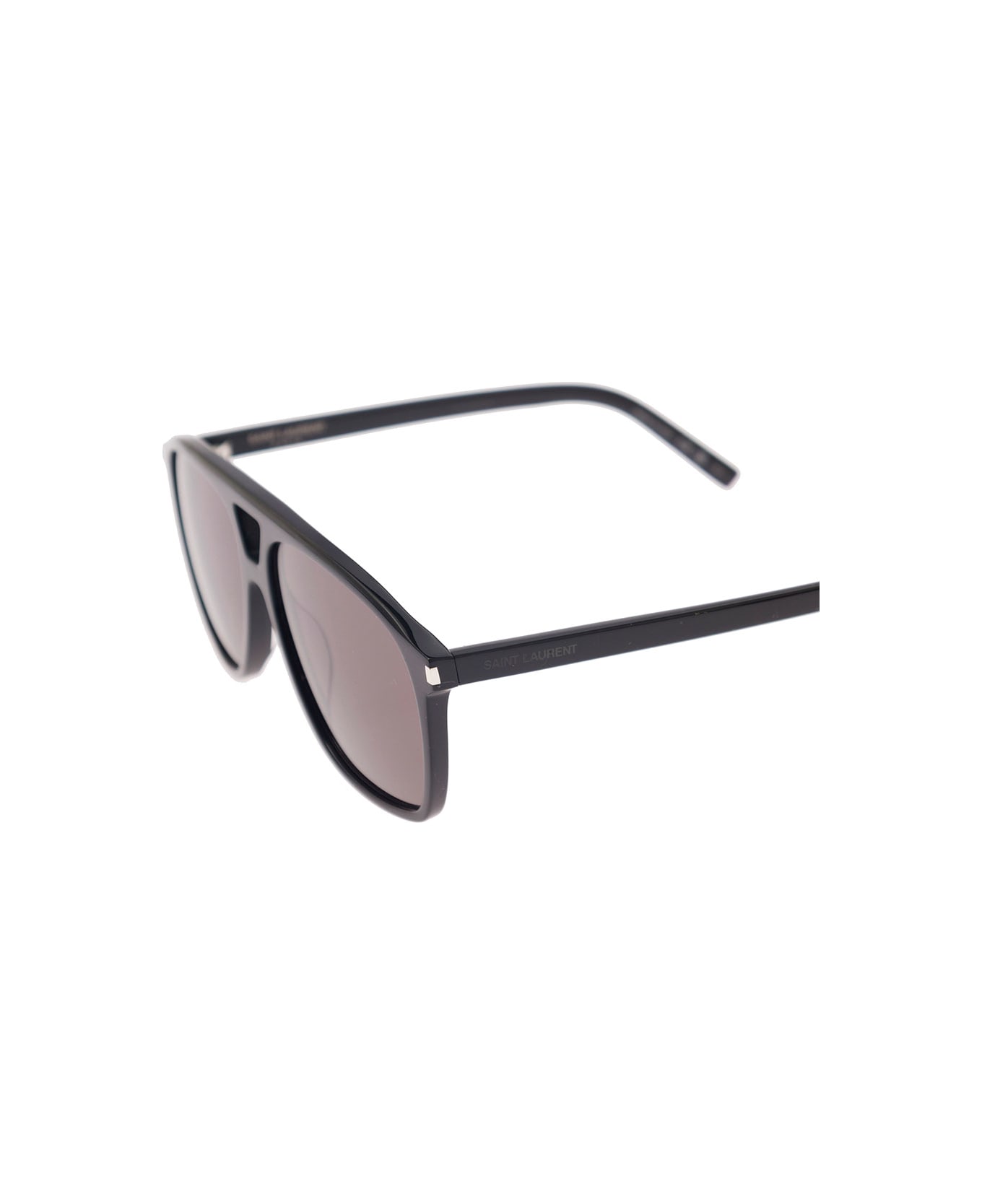 Saint Laurent 'sl 558' Black Square Sunglasses With Engraved Logo In Acetate Woman - Black アクセサリー