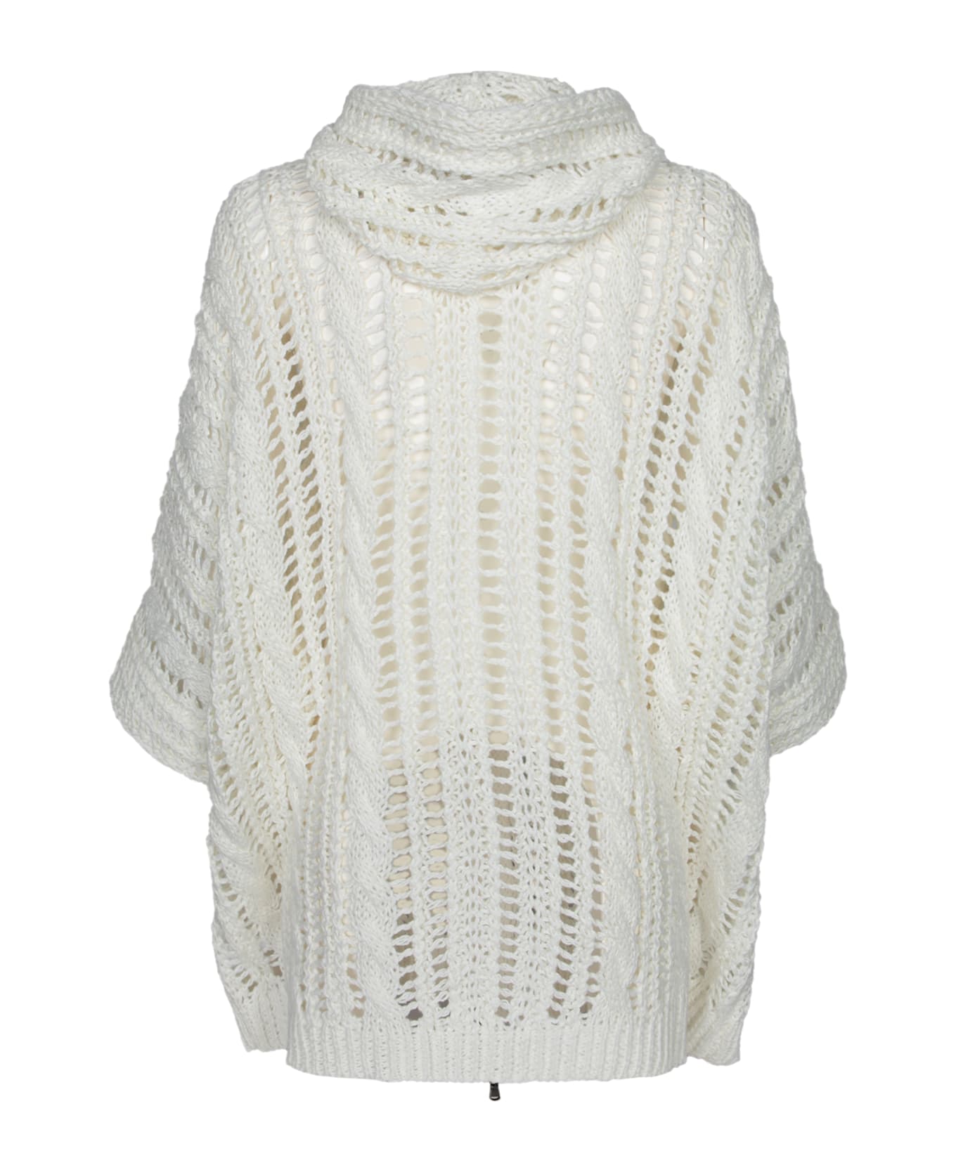 Brunello Cucinelli 
cable 
Mesh
 Cardigan - White