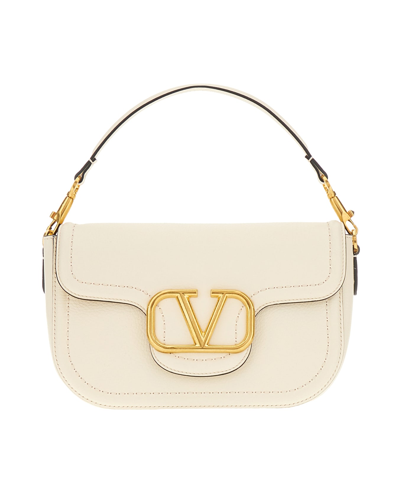 Valentino Garavani Ivory Leather Alltime Handbag - IVORY