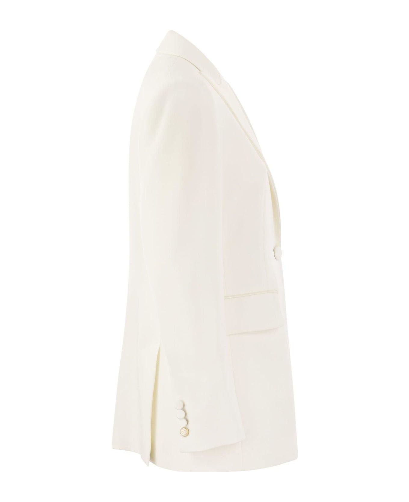 Max Mara Single-breasted Long-sleeved Jacket - Bianco sporco