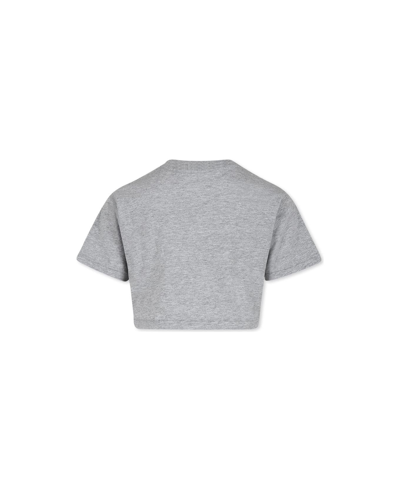 Ralph Lauren Grey Crop T-shirt For Girl With Logo - Grey
