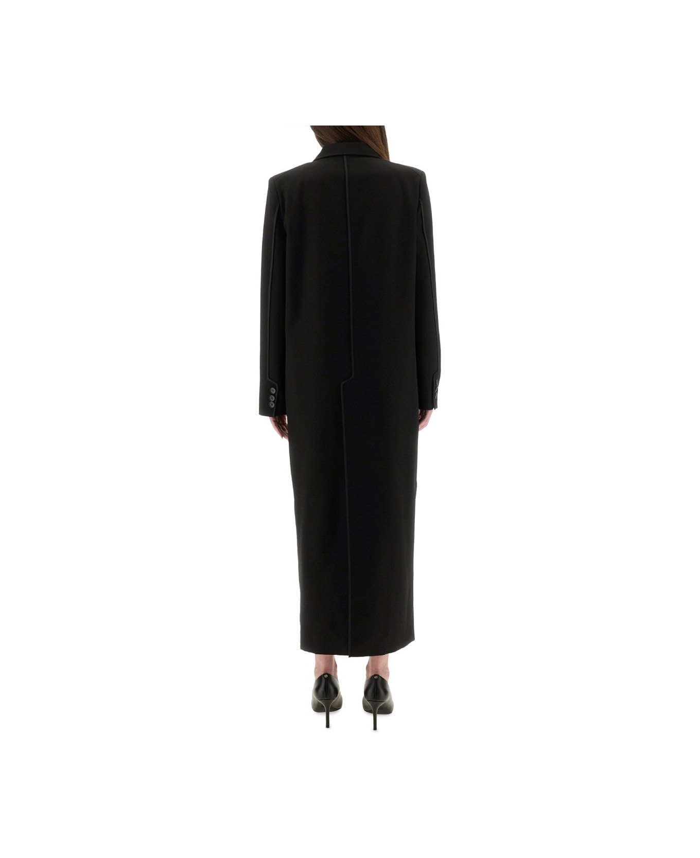 M05CH1N0 Jeans Long Tailored Coat - BLACK