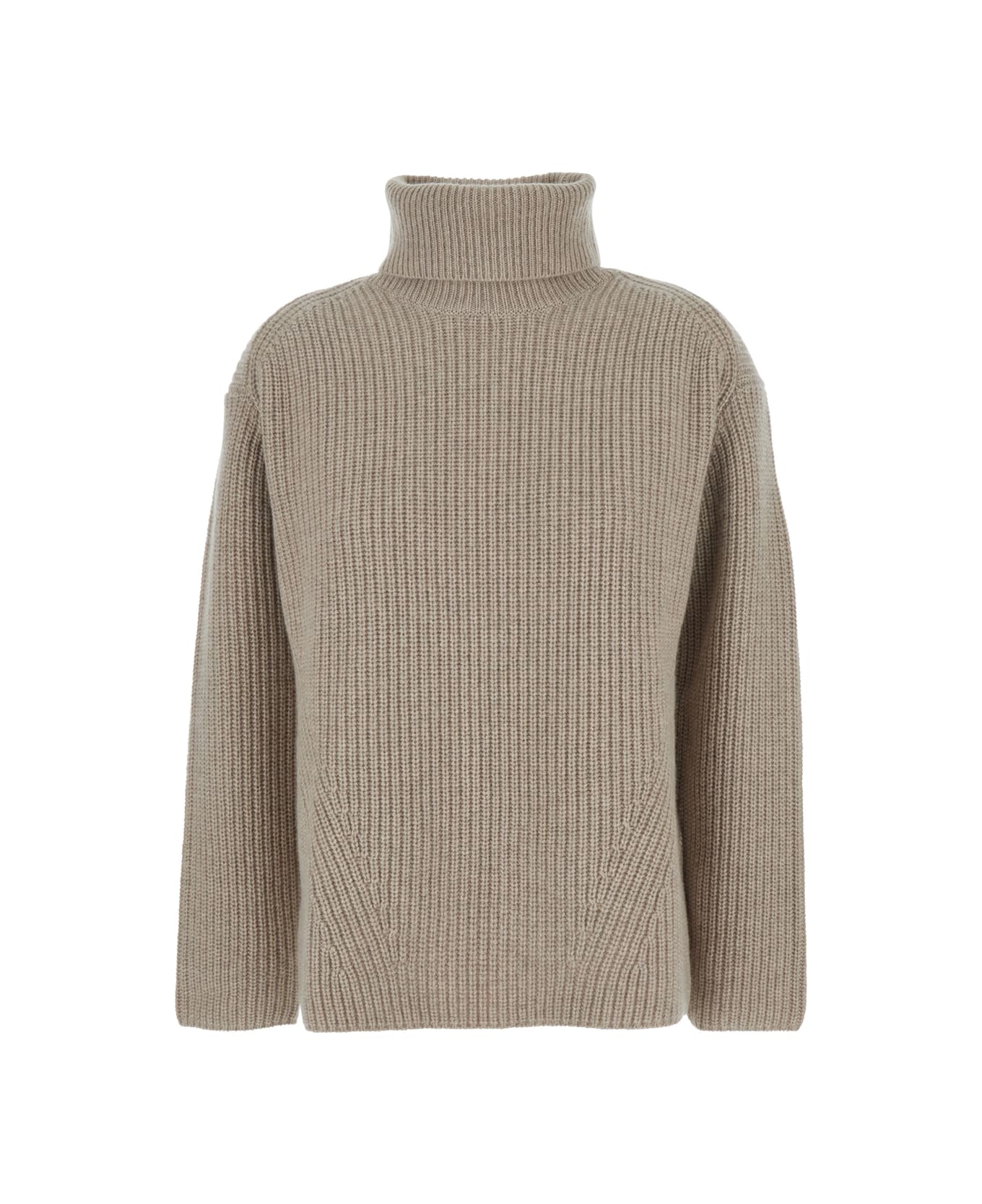 Parosh Beige Turtleneck Sweater With Dropped Shoulders In Wool And Cashmere Blend Woman - Beige