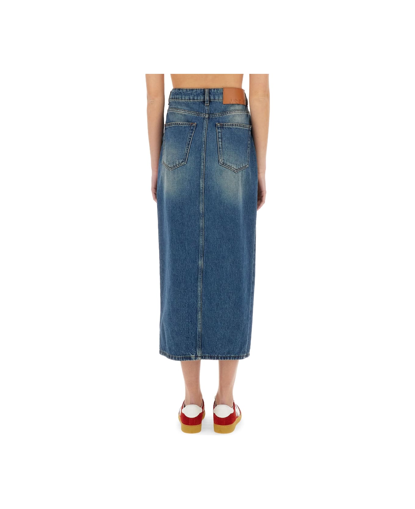 MSGM Long Denim Skirt - DENIM
